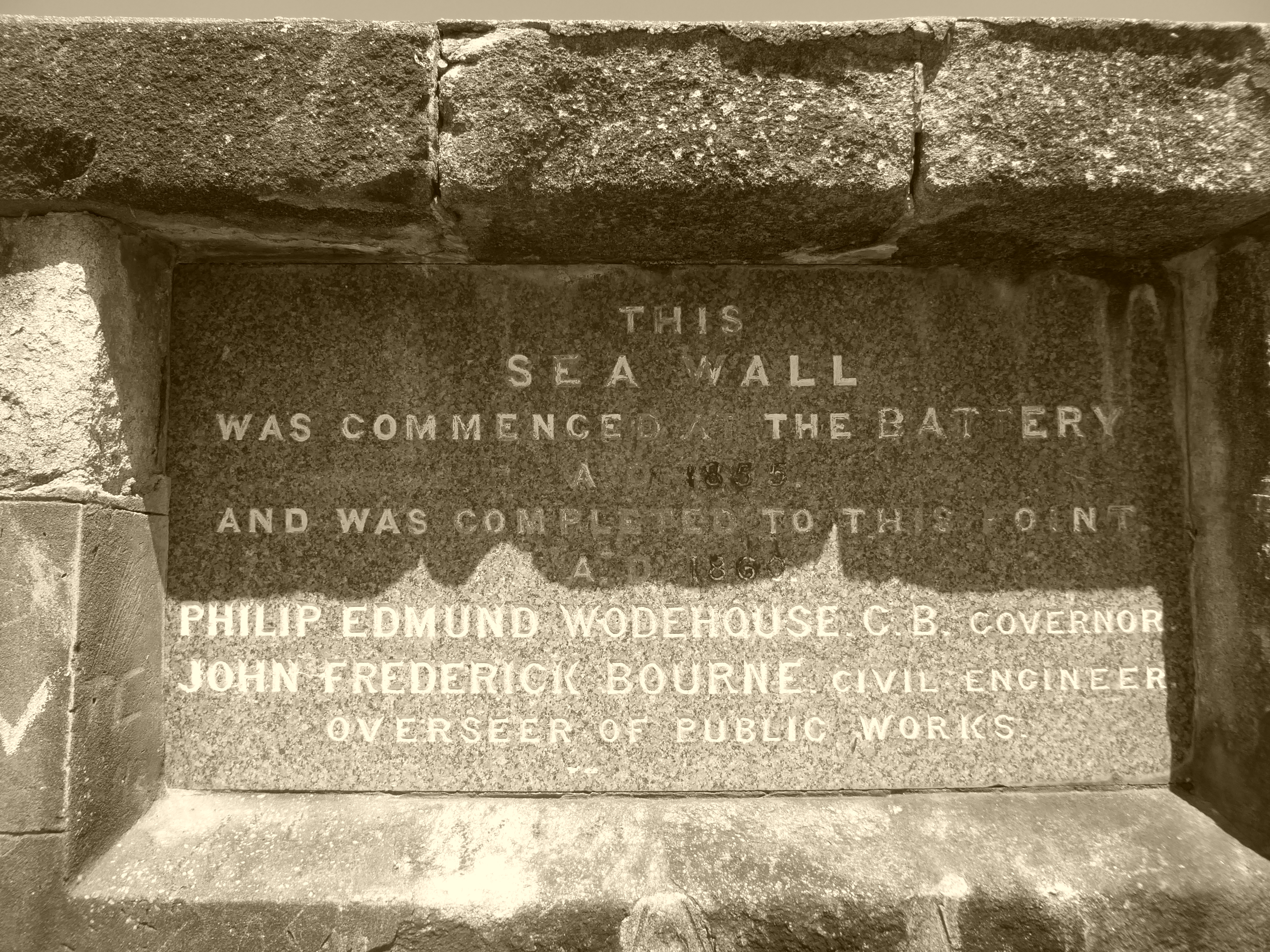 The nearer and earlier monument. The British took over in 1815 and left in 1966. Their interest in the place? Chiefly sugar, including that