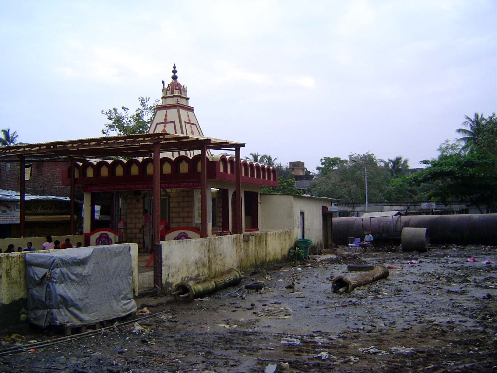 A temple; water main in background.