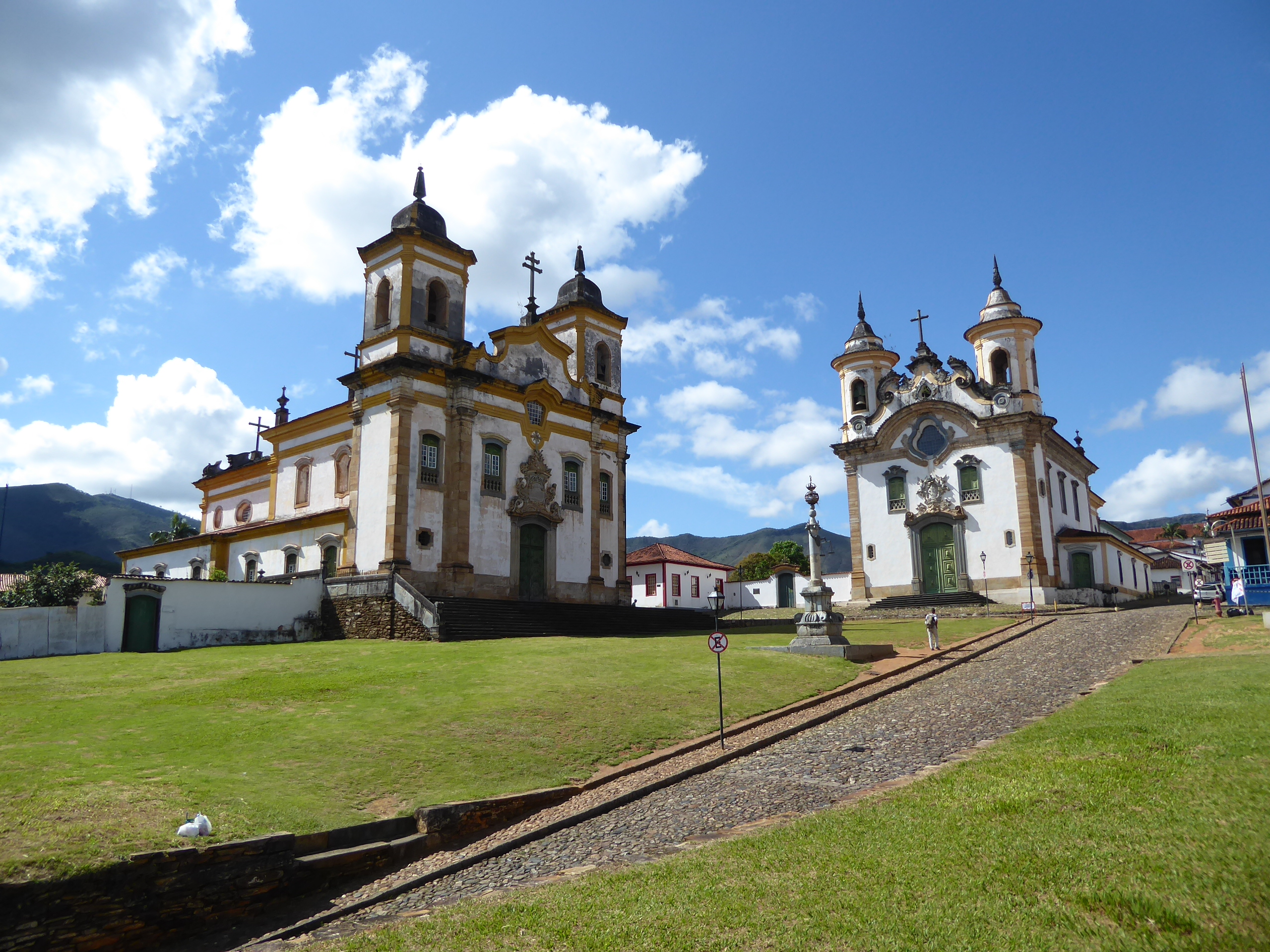 The town hall faces this plaza. The easy-to-ignore column is one of Brazil's two surviving whipping posts, the pelourinhos or pillories. The
