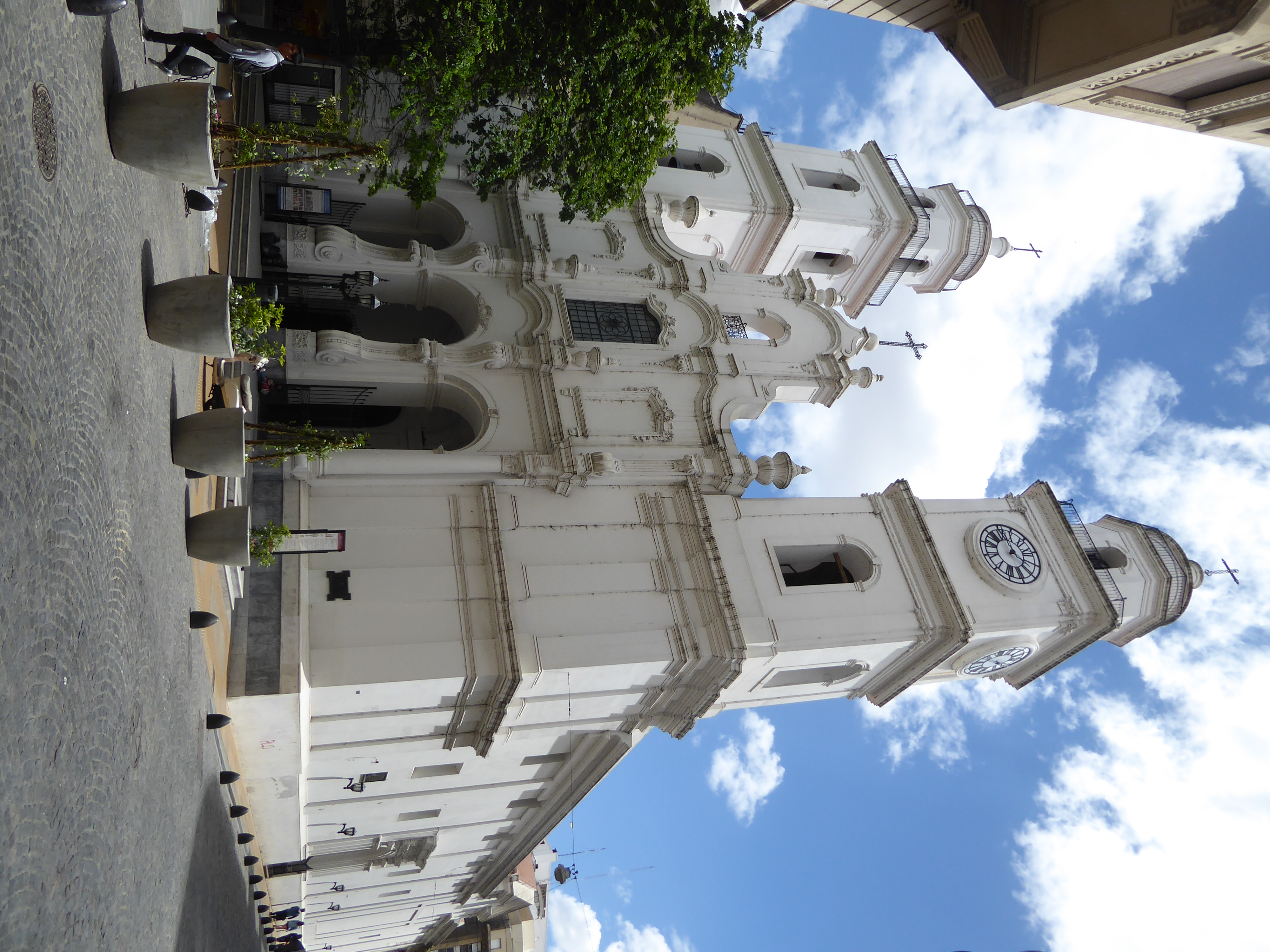 Two blocks south of the plaza, this is the church of St. Ignatius. There's been a church here since 1686, but Perónist mobs burned it and ot