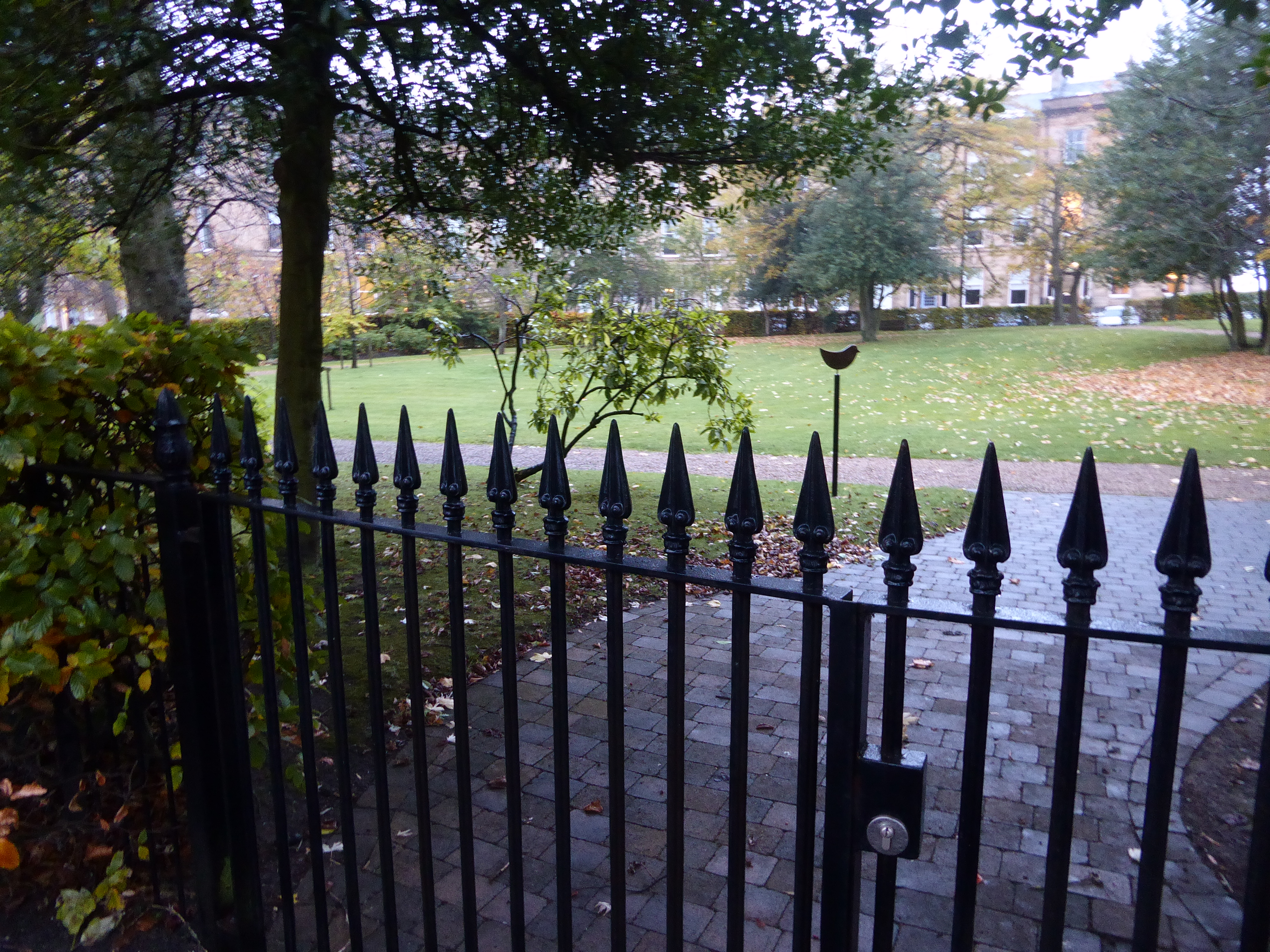 Yes, there's a park. Thank goodness it's locked to keep out the riffraff.