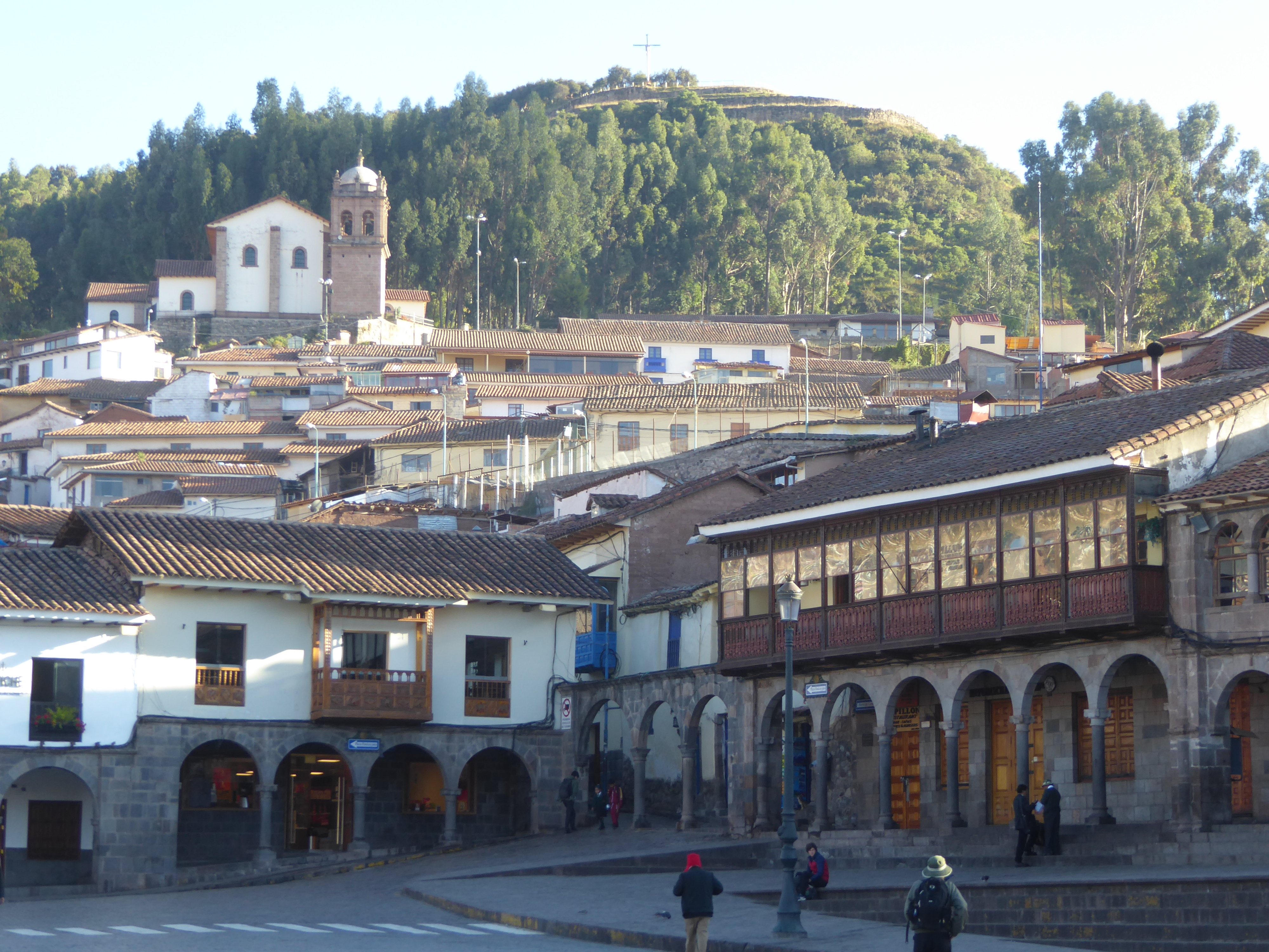 The preceding pictures were taken from a couple of different spots on the hill seen here from the Plaza Mayor. That's the Iglesia San Cristo