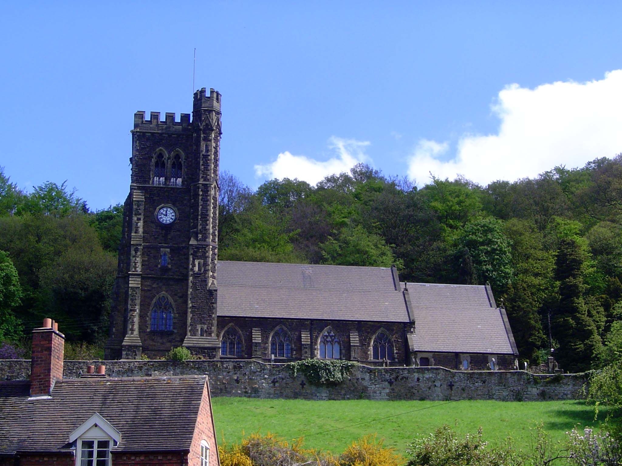 Coalbrookdale's Holy Trinity Church was built in the 1850s and paid for by Abraham Darby IV, who departed from the Quaker observance of his