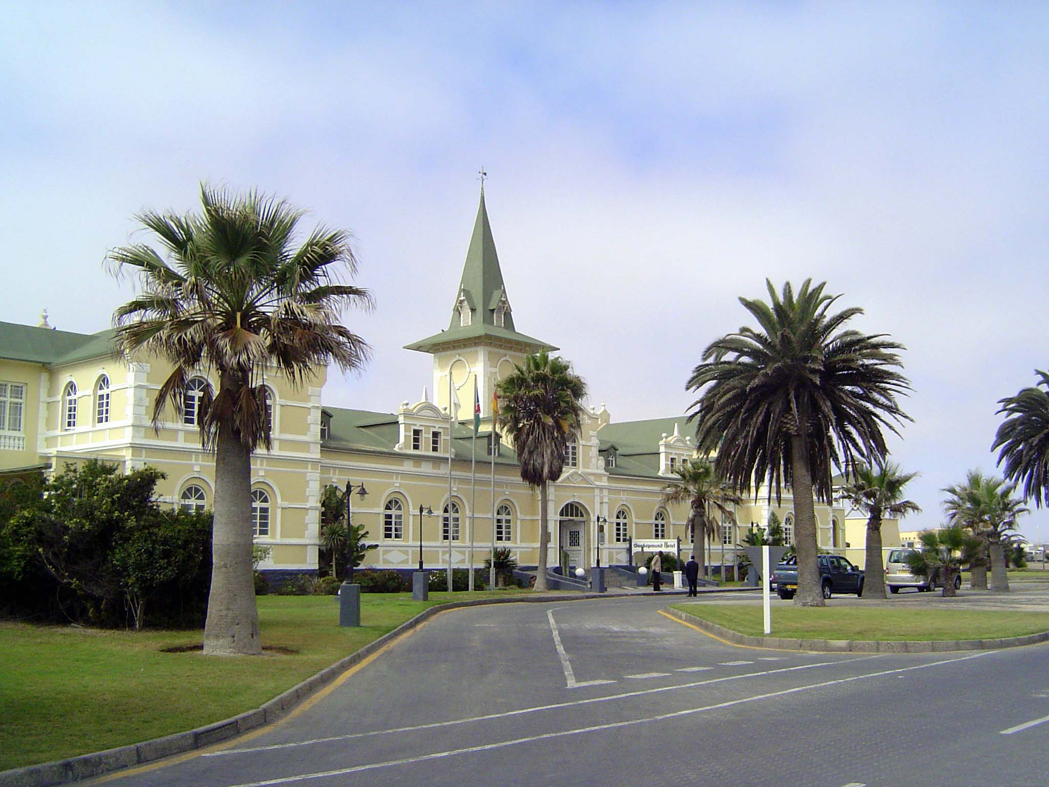 A few minutes later we arrive in Swakopmund. Here's the former railway station, now the lobby of a hotel attached to the rear. Built in 1901