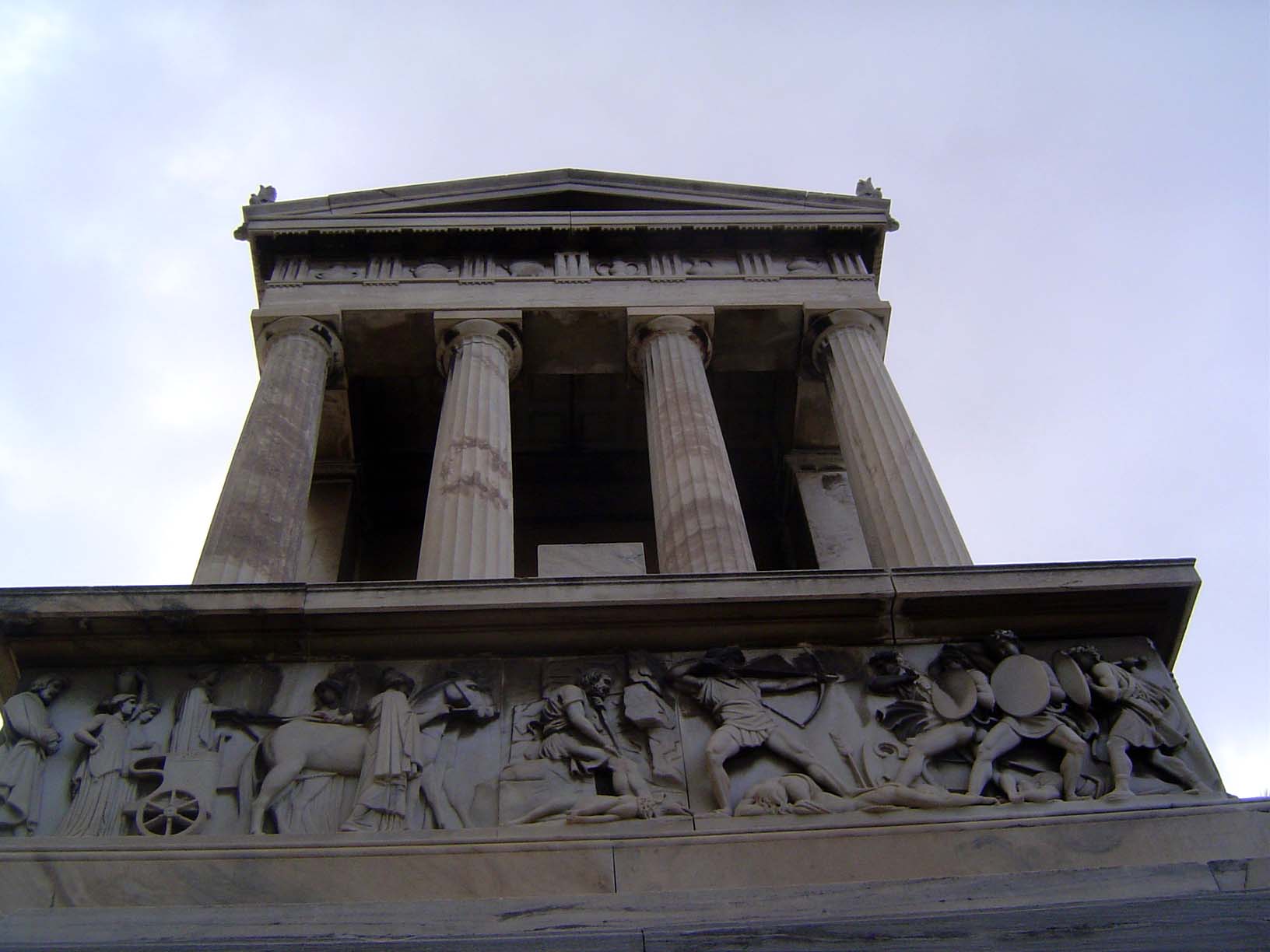 A close-up, with a frieze showing the Trojan War.