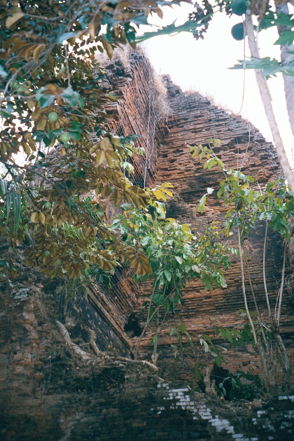 Two of the four towers are in ruins and reveal the hollow structure.