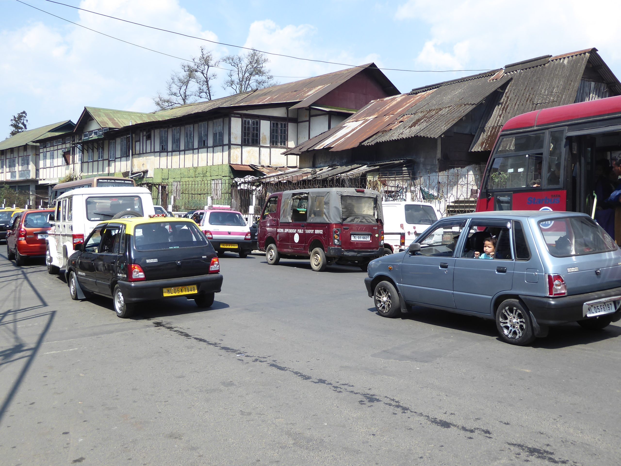 Same building, seen from across the street. Yes, Shillong has bad traffic. It used to be fun driving in India.
