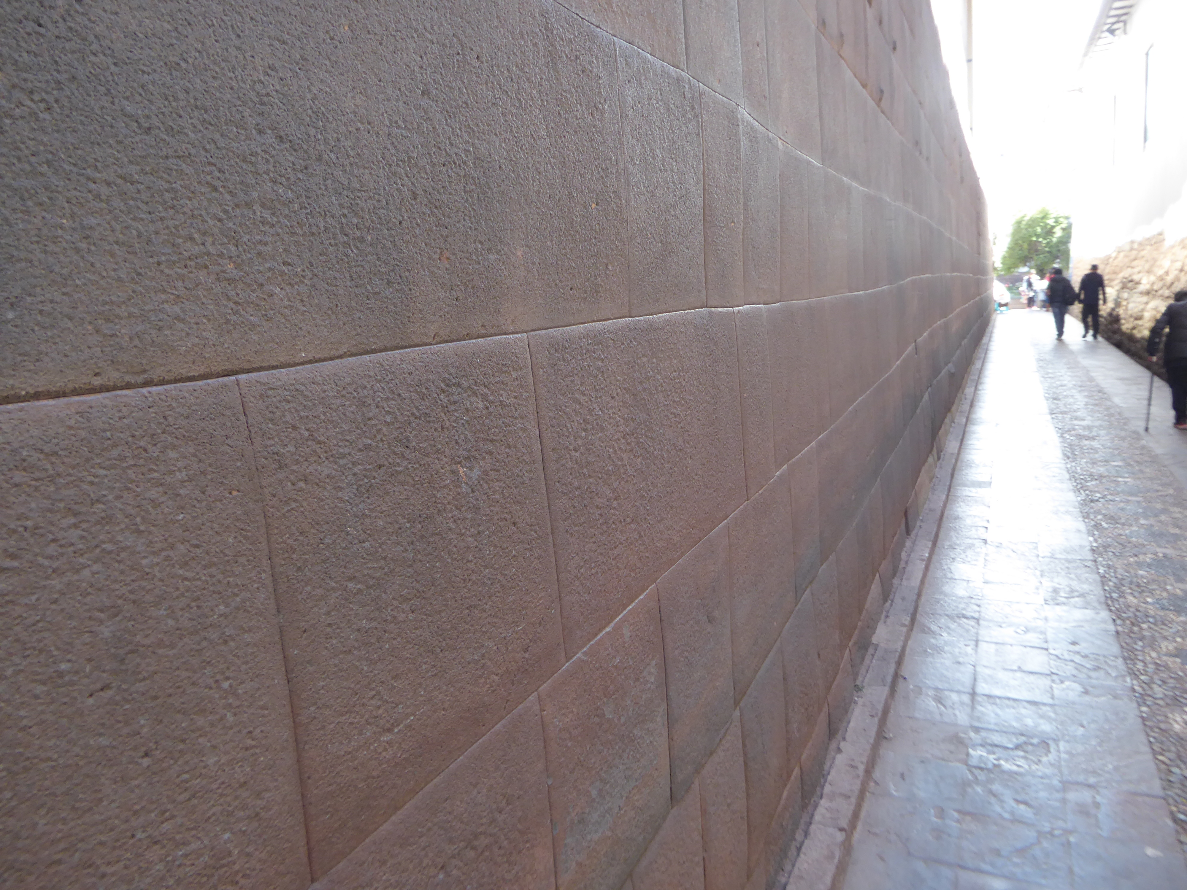 Here's the same external wall, about 15 feet high. The lower third is a retaining wall; the upper two-thirds are the wall of the cloister ch