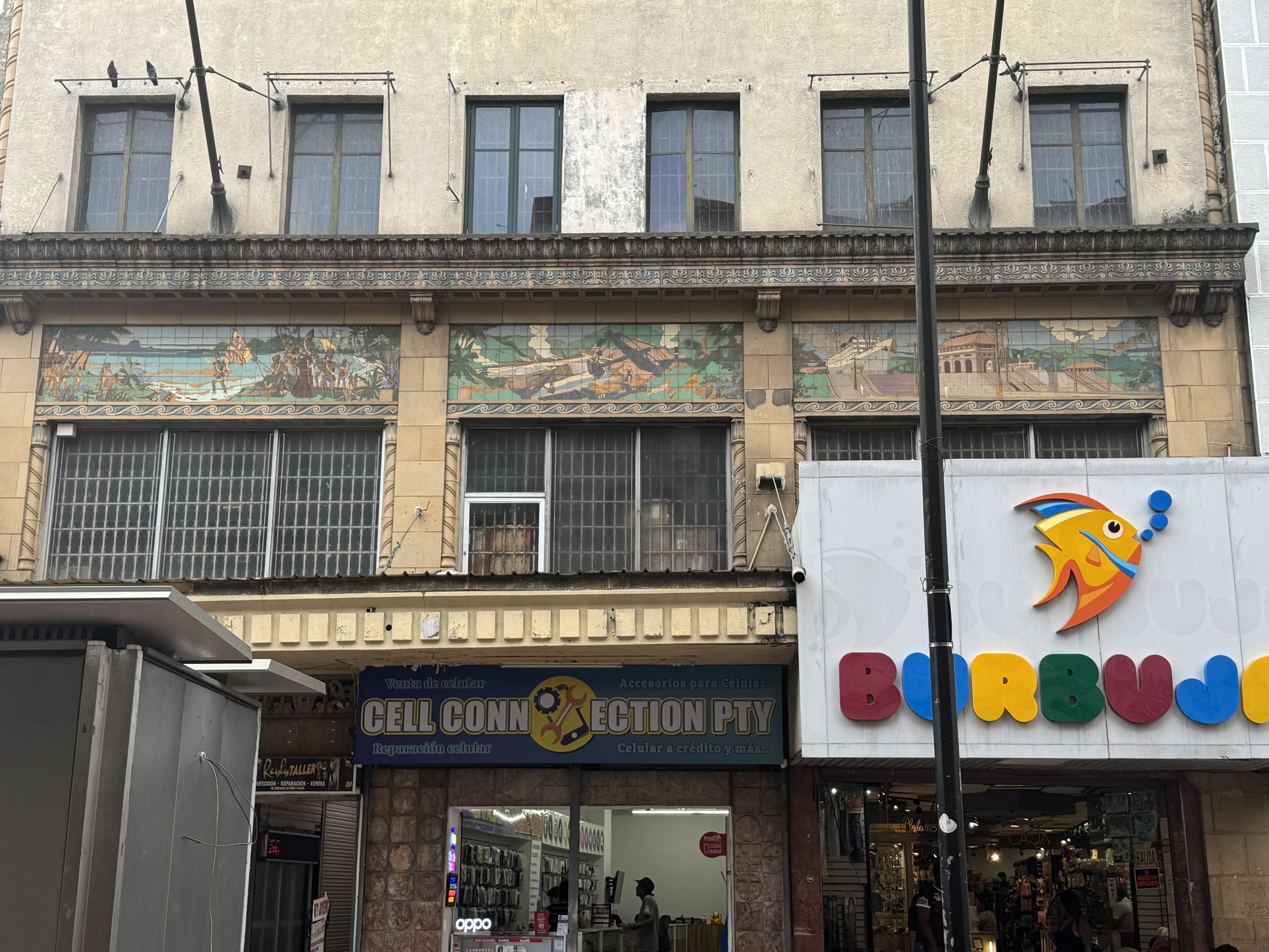 The central mural is definitely the Culebra for a long time it was called the Gaillard Cut.  The one on the right is a melange, and the one