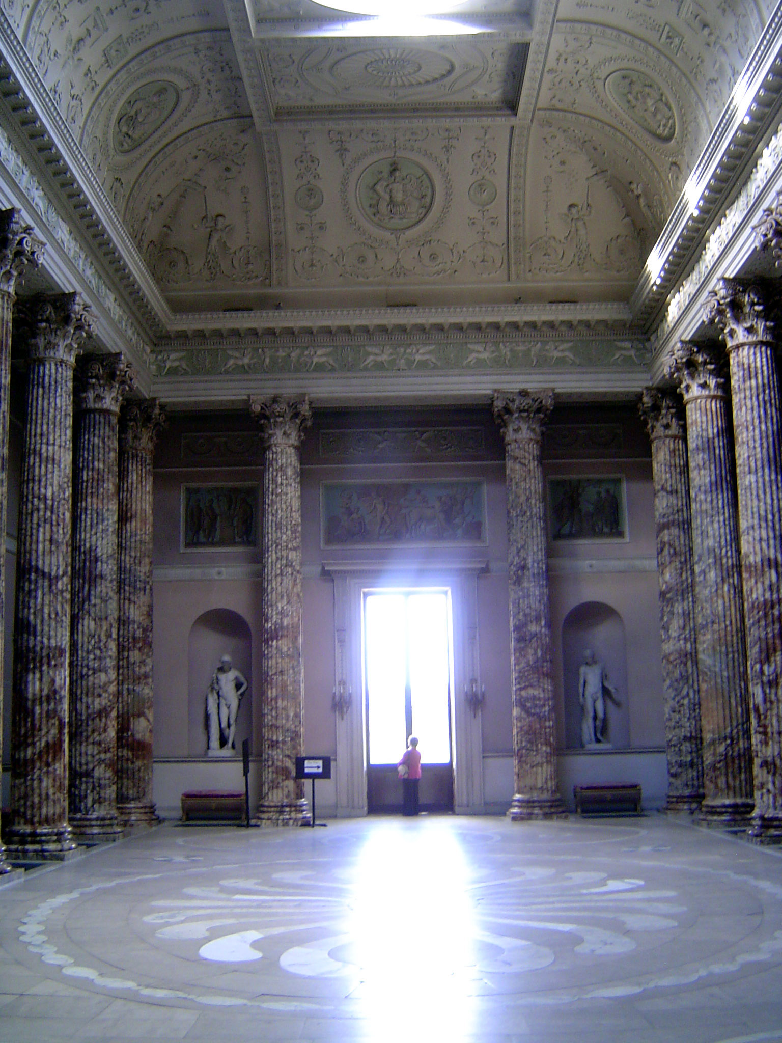 Another view of the hall, this time toward the saloon and the large door on the south front.