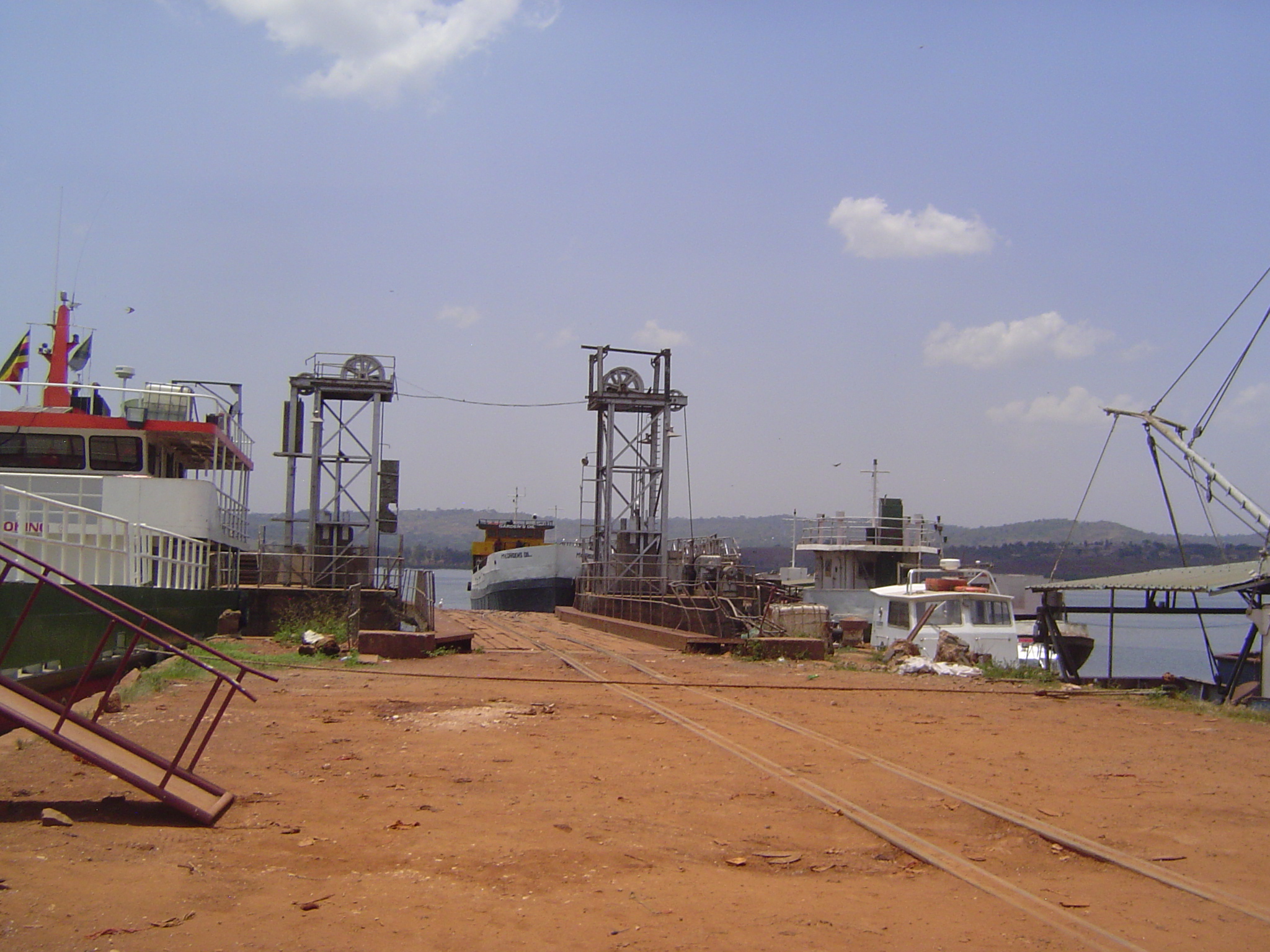 There's a pier here, too. It handled a lot of cotton until the overland railroad arrived from Mombasa in 1929. There are still a number of l