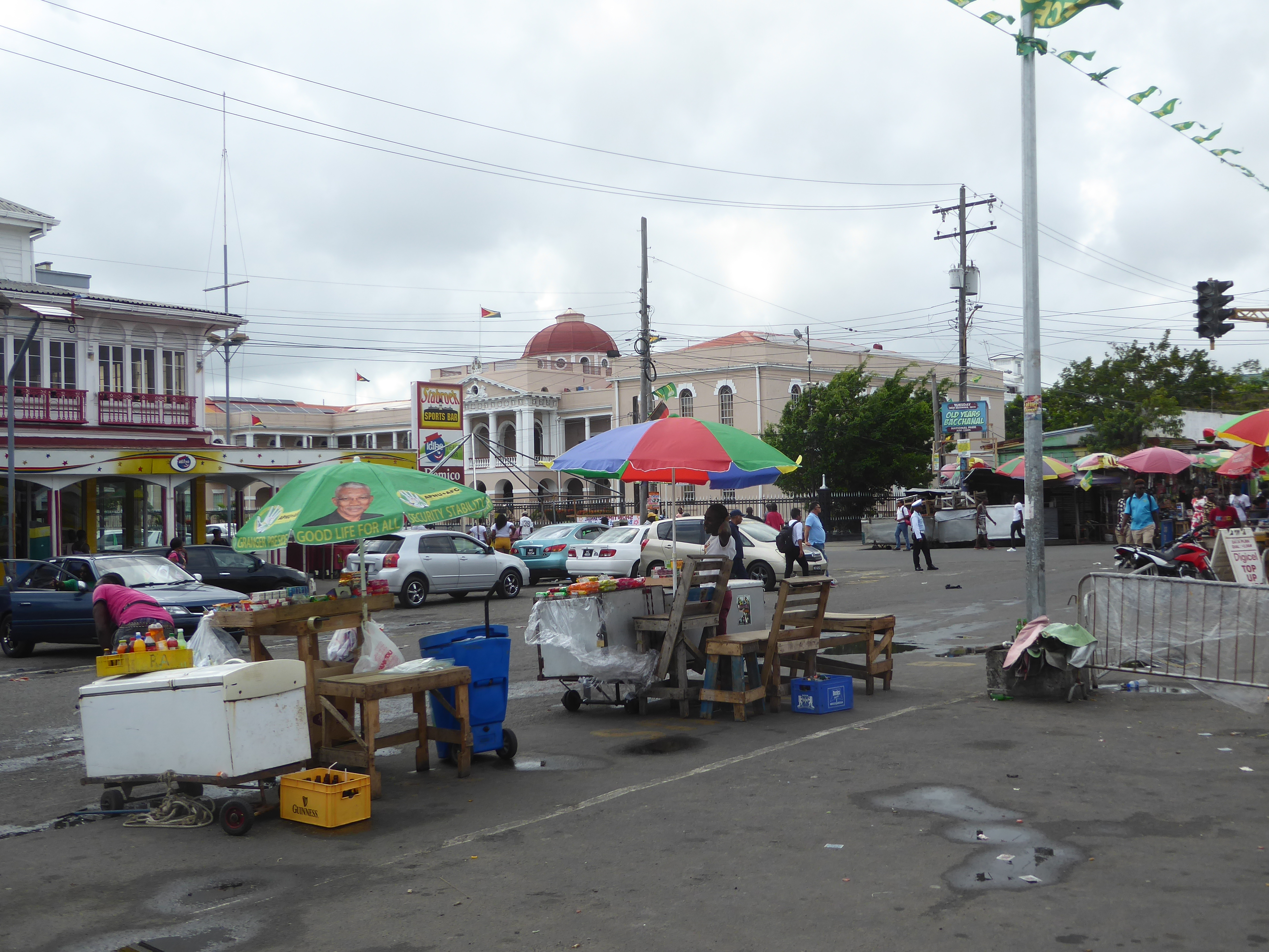 A food cart supports the reelection of David Granger, the ex-military officer who became president of Guyana in 2015 and was running for re-