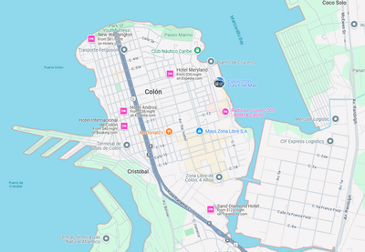 In 1848 Colón did not exist.  Instead, there was Manzanillo Island, consisting of a spit on the west and a swamp to its east.  Some American