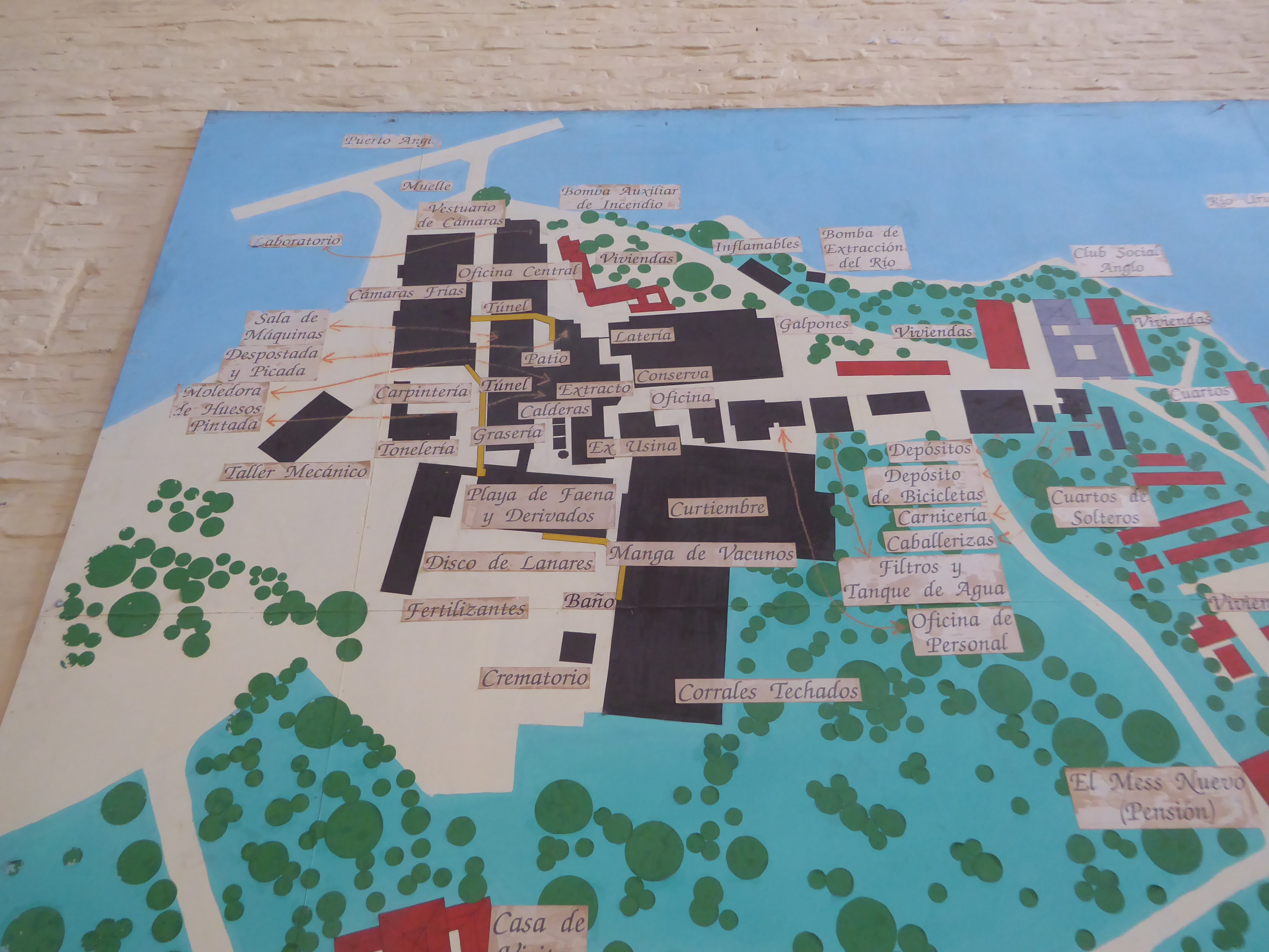 You can see the large block of corrals near the base of the map. Just above it is the tannery or curtiembre, and at the upper left, near the