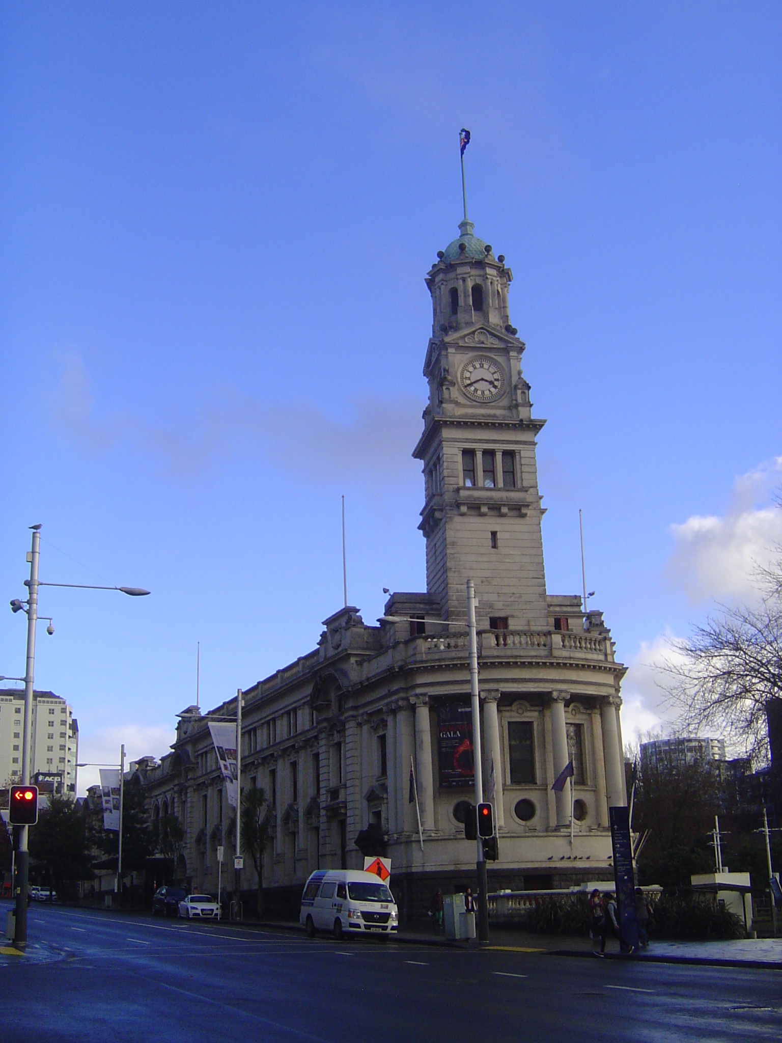 Making the best of an oddly shaped lot, the Town Hall opened in 1911 and contained not only administrative space but a concert hall modeled
