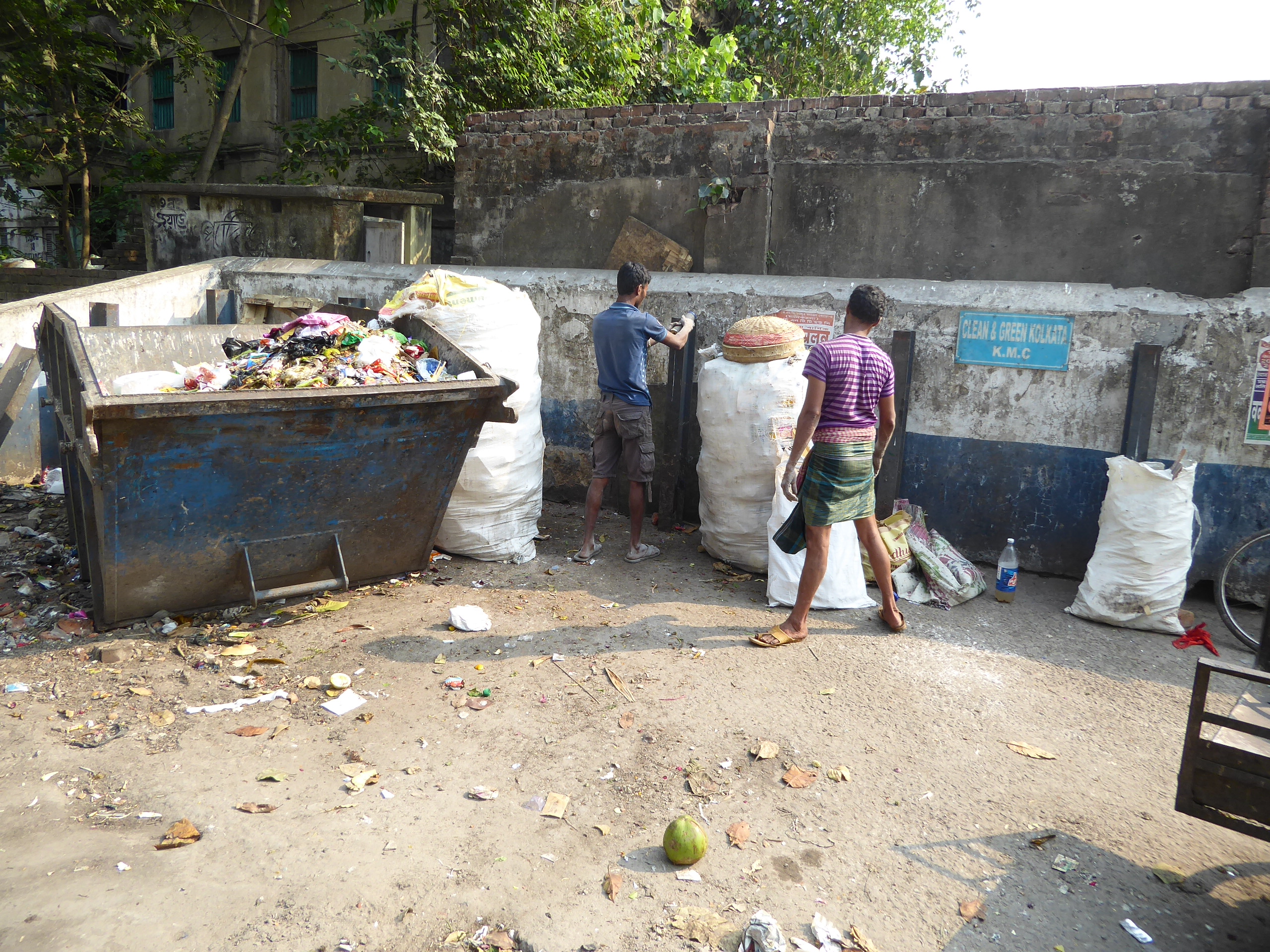 These guys are sacking up recyclables.