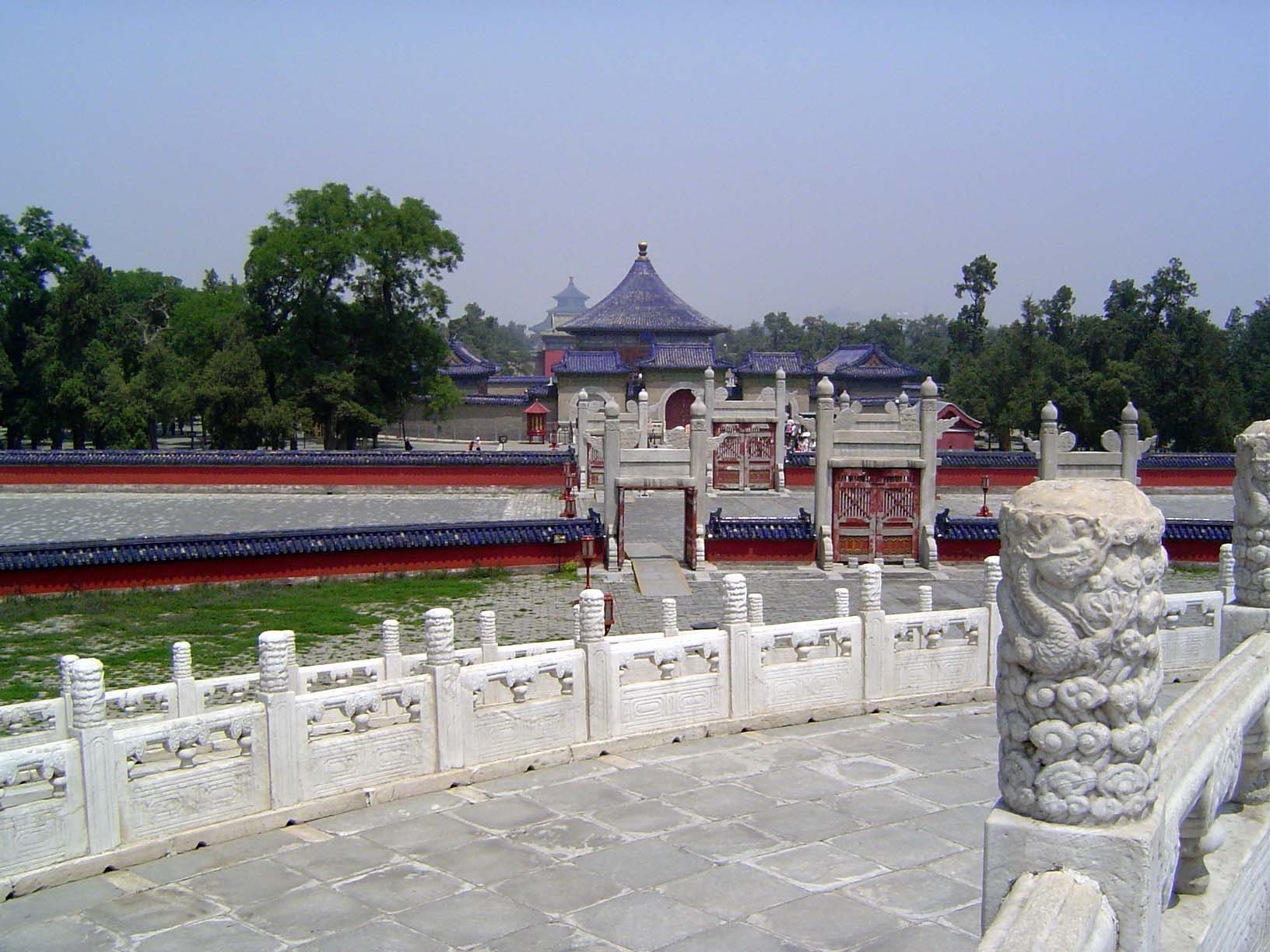 Here's the view north from the altar to the circular Vault of Heaven and, in the distance, the Temple of Heaven.
