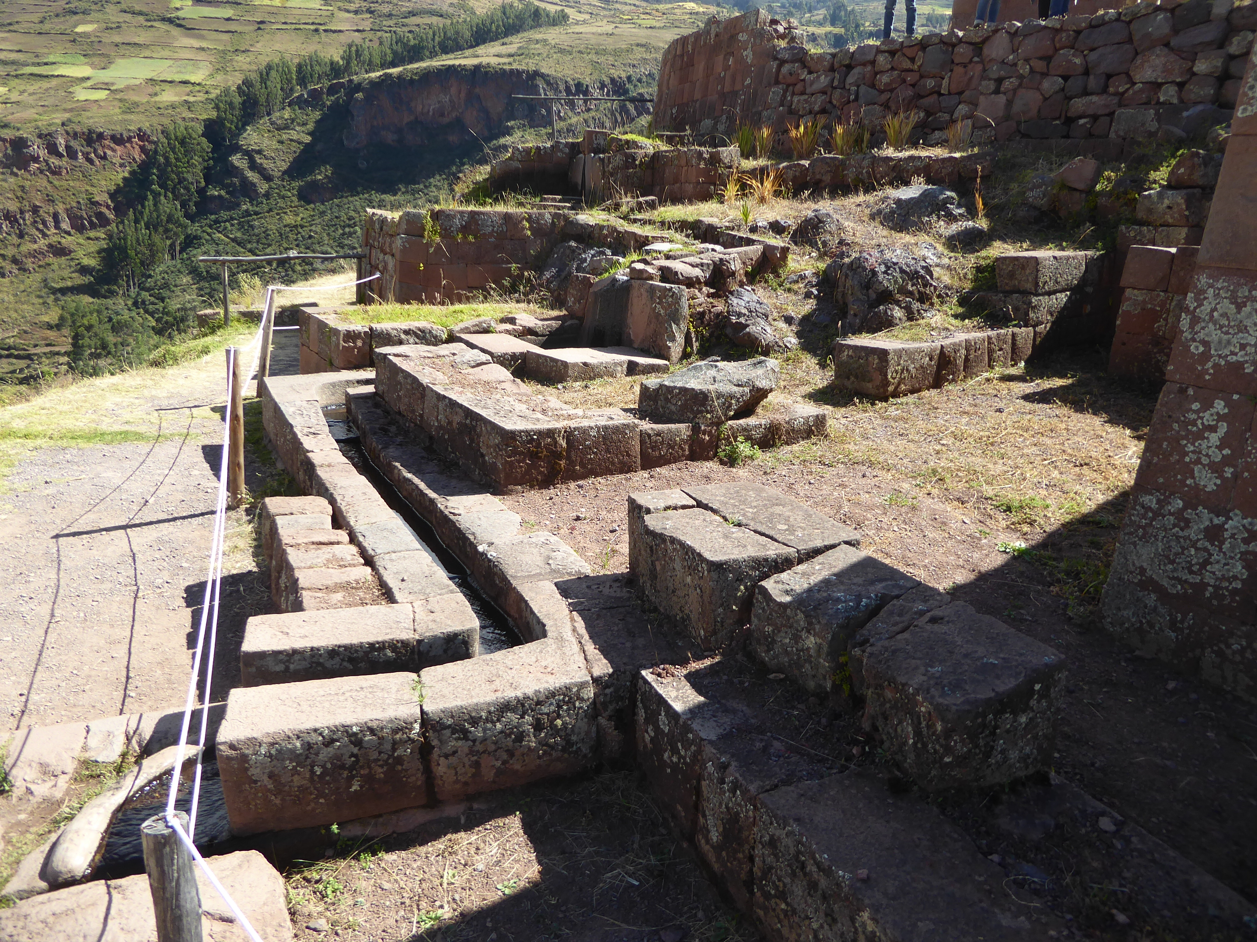 Amazingly, the Inca managed to bring water here; it's hard to see where it's coming from or going to.