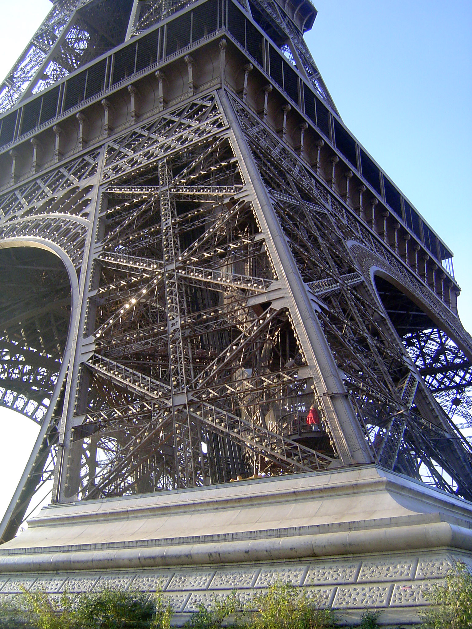 The piers are so massive that the tower's 7,000 tons put no more pressure on a square inch of ground at the base than the leg of a chair doe