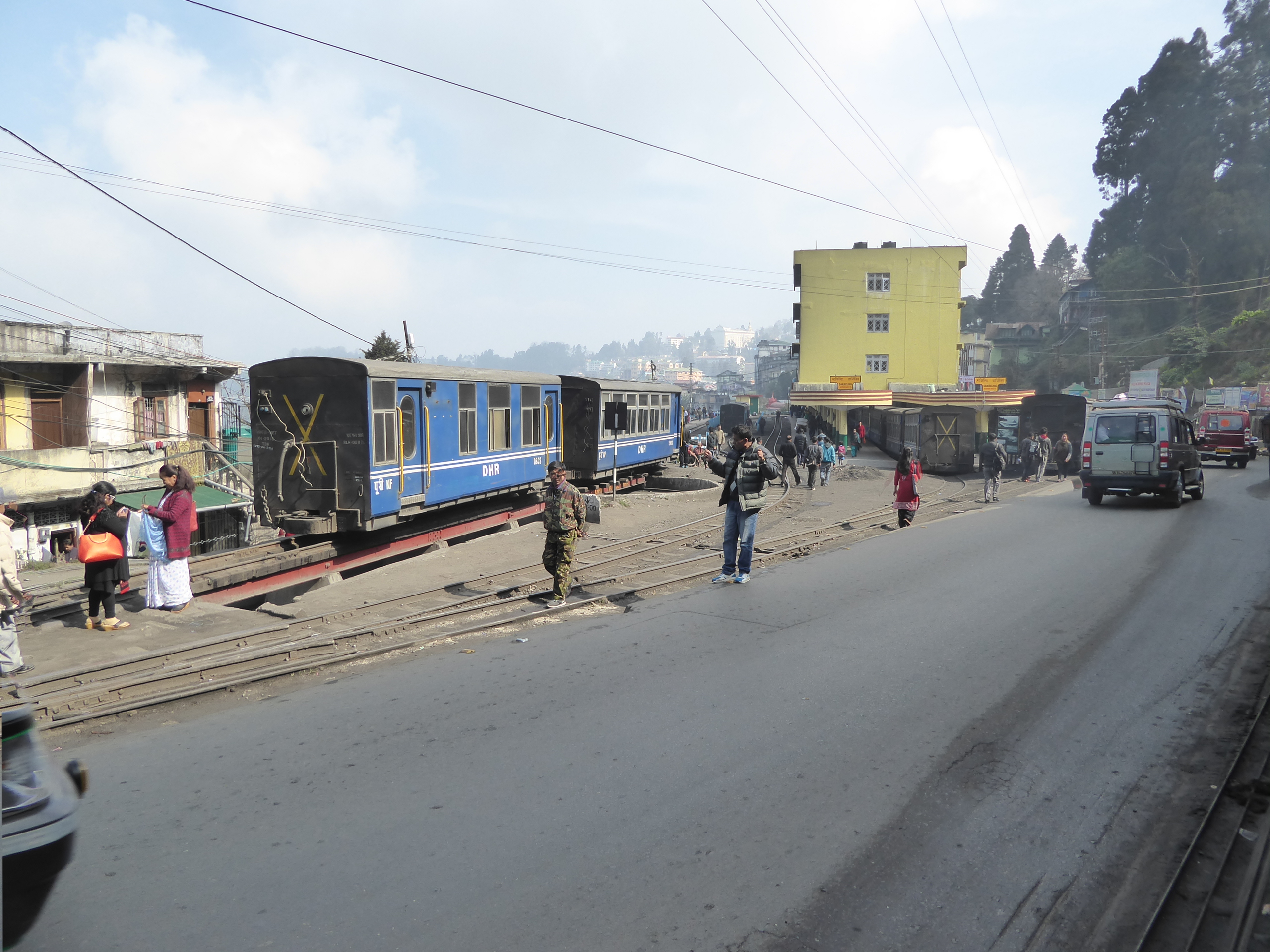 Here, in red stripes, is the Darjeeling train station. The turntable is nice, but the most interesting thing is just off to the right. It's