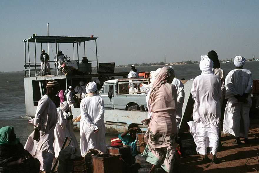 Not far away, a ferry terminal on the White Nile at Ed Dueim, upstream from Khartoum. The river is enlarged here, ponded behind the Jebel Au