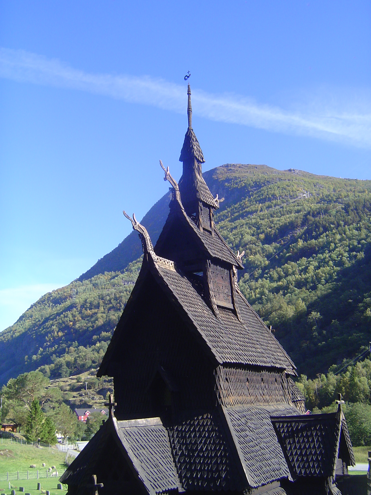 The dragon-head gable heads may be derived from the prow of Viking ships: after all, the men hired to build these churches were probably shi