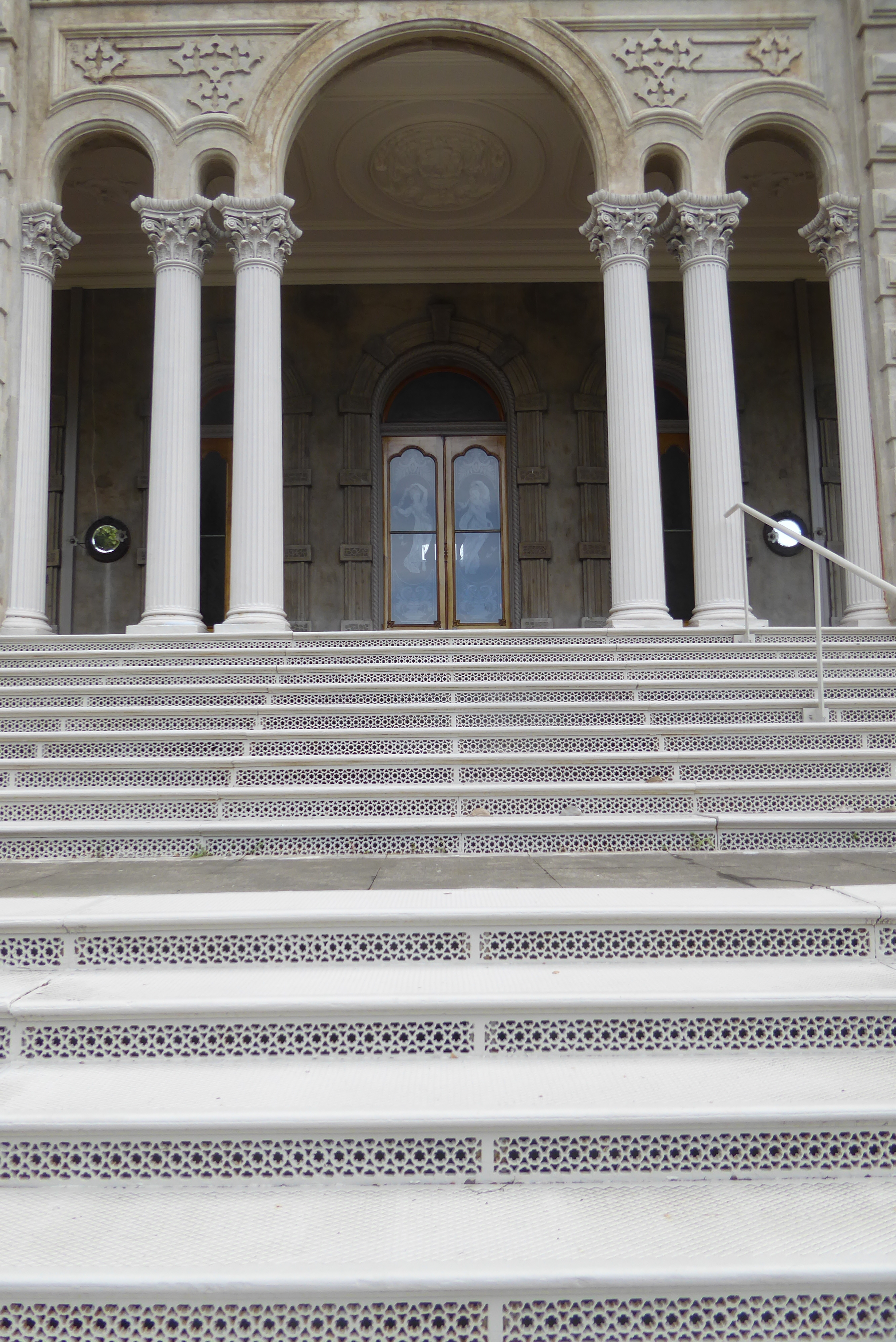 The columns are cast iron; so are the stairs.