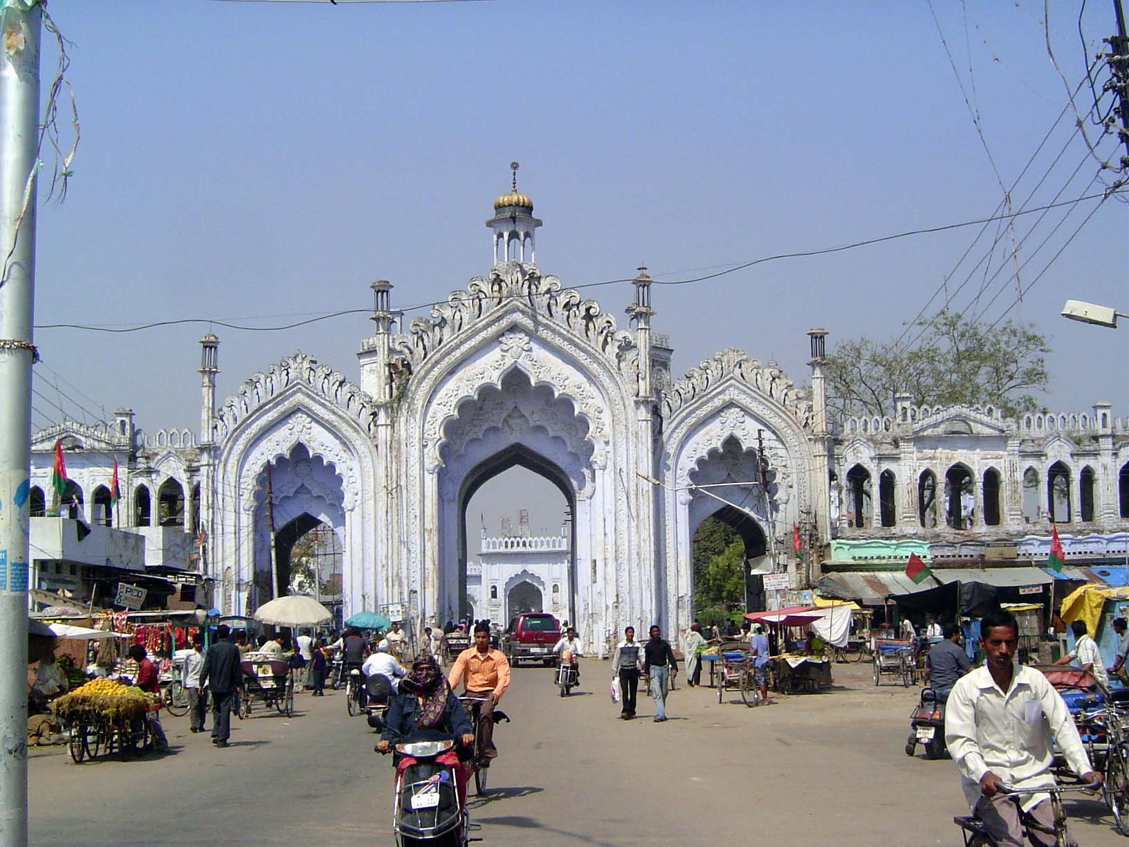 The second-best-known imambara in Lucknow is the Husainabad Imambara. Here is the entrance to the outer court, again now a road.