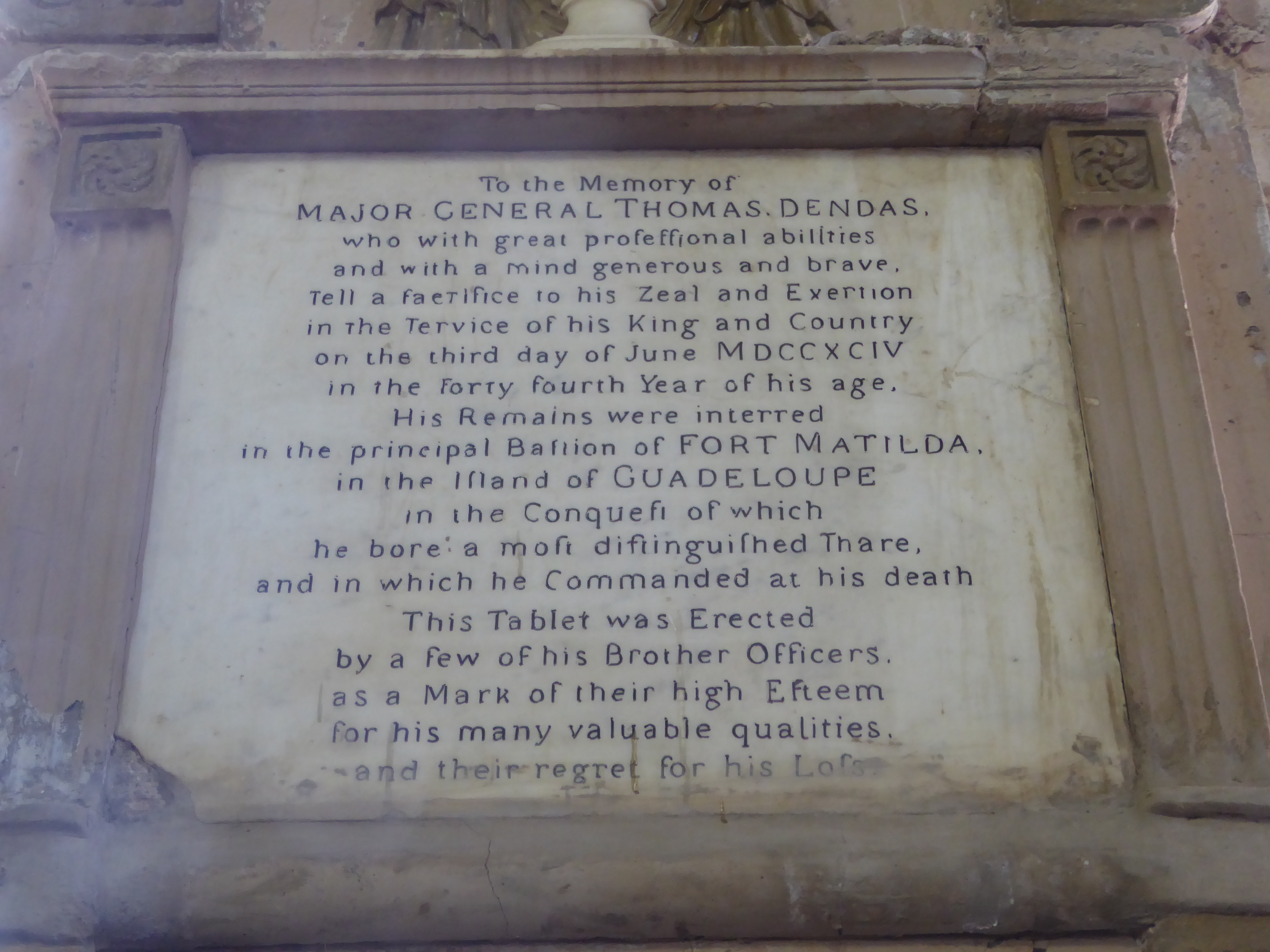 As usual, there's an assortment of monuments testifying to life's brevity. Dendas had served under Benedict Arnold and later under Cornwalli