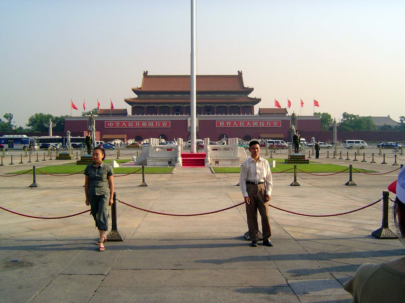 Still farther north along the central axis, the Gate of Heavenly Peace Tian'anmen leads from the Inner into the Imperial city. Tian'anmen Sq