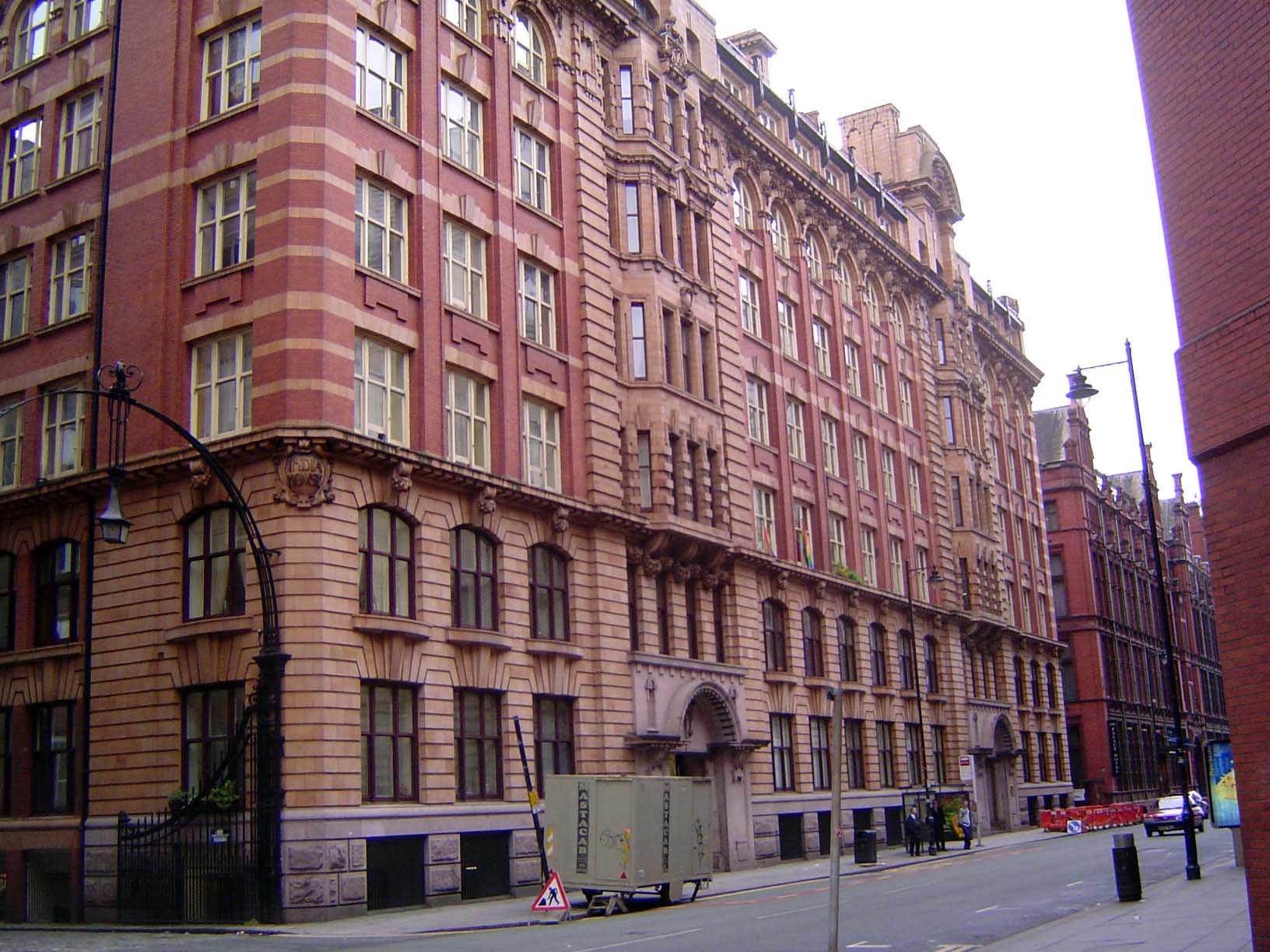 One reason for putting the fire station here was that we're on the edge of a textile warehouse district centered on Whitworth Street. This i