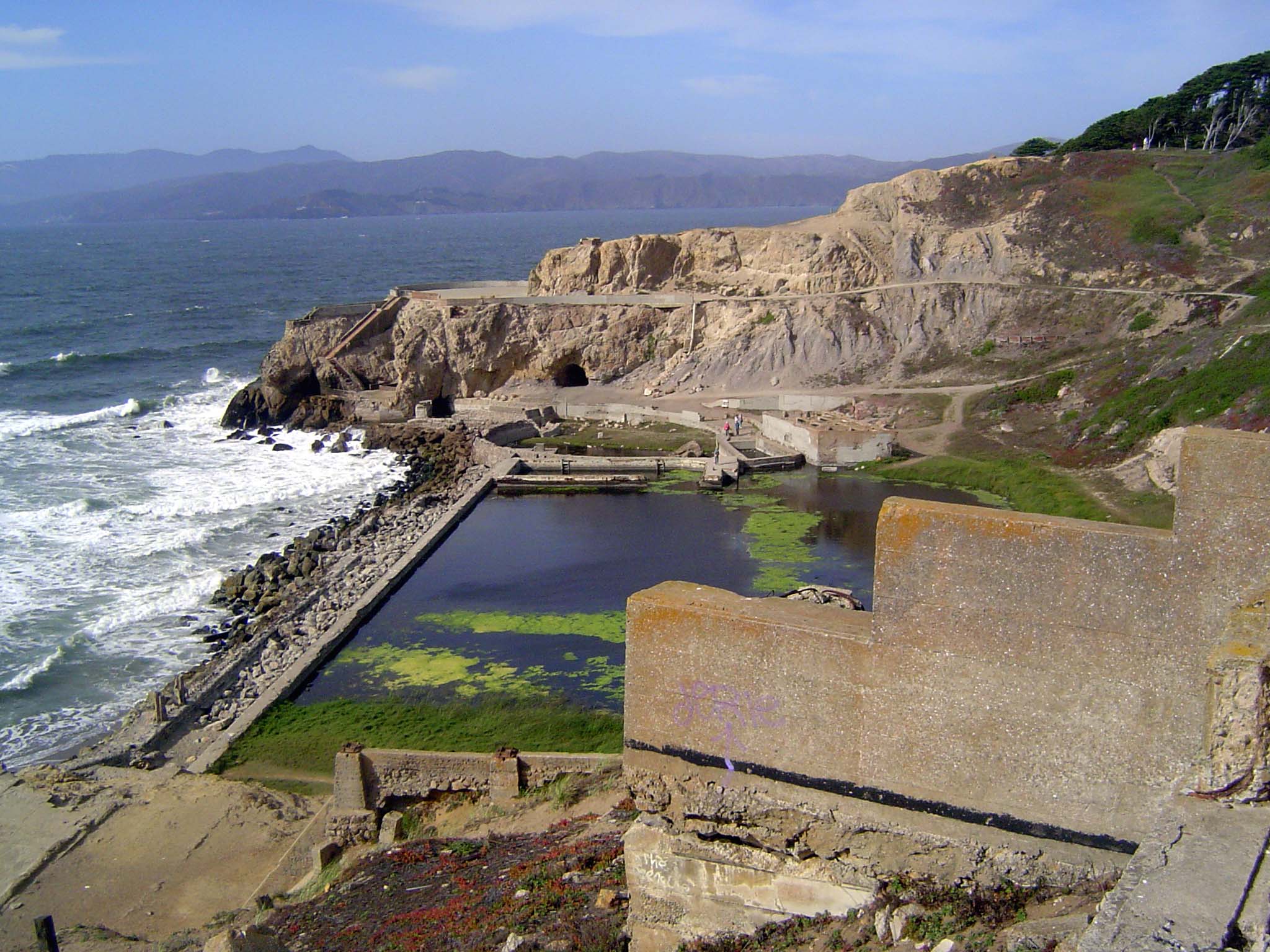 The baths, with several salt-water pools of various temperatures, operated into the 1950s. The boy swam in them but was more taken with the