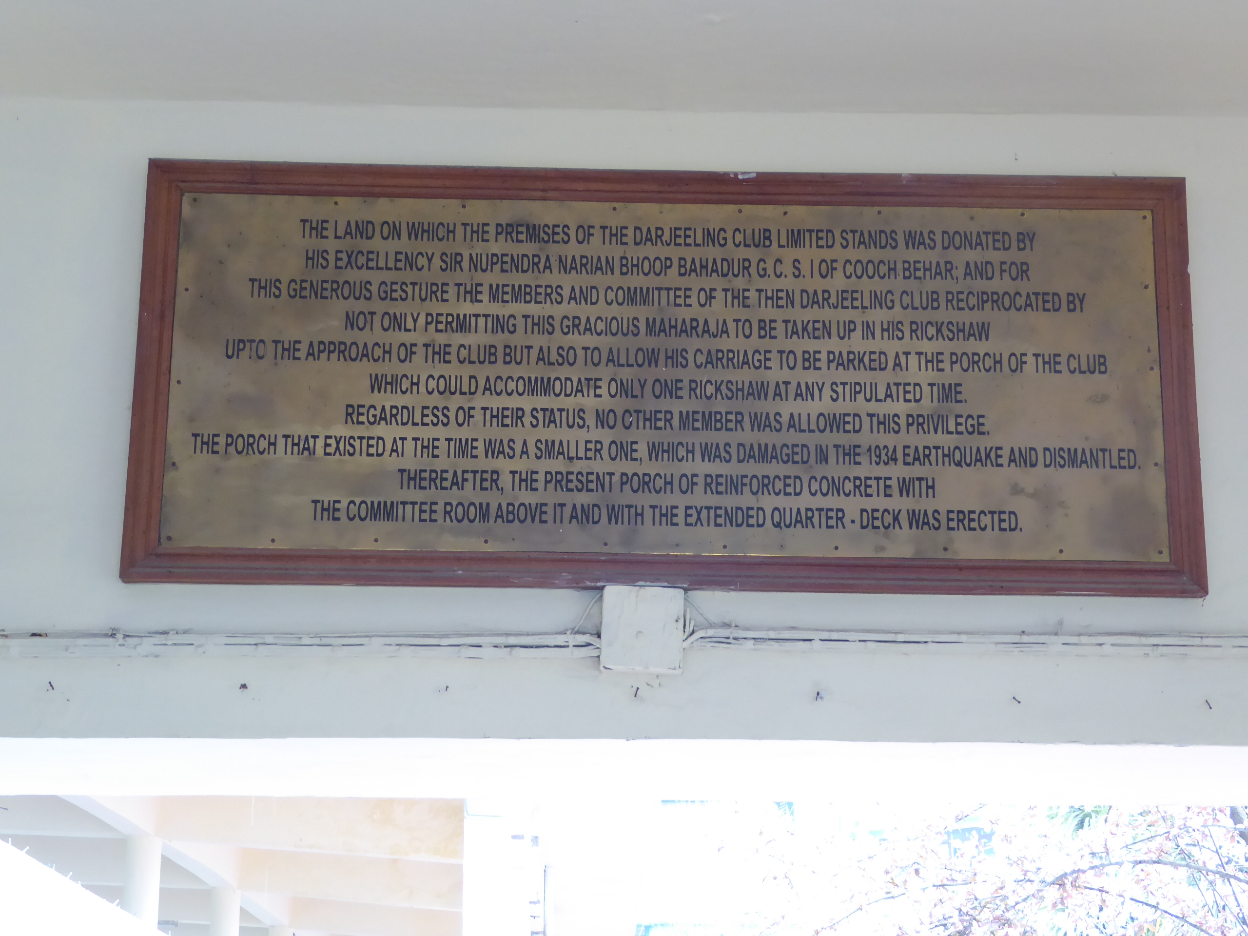 The ultimate parking space, with its own verbose plaque. Buchanan begs to differ and says the the club "was purchased from the Maharajah of