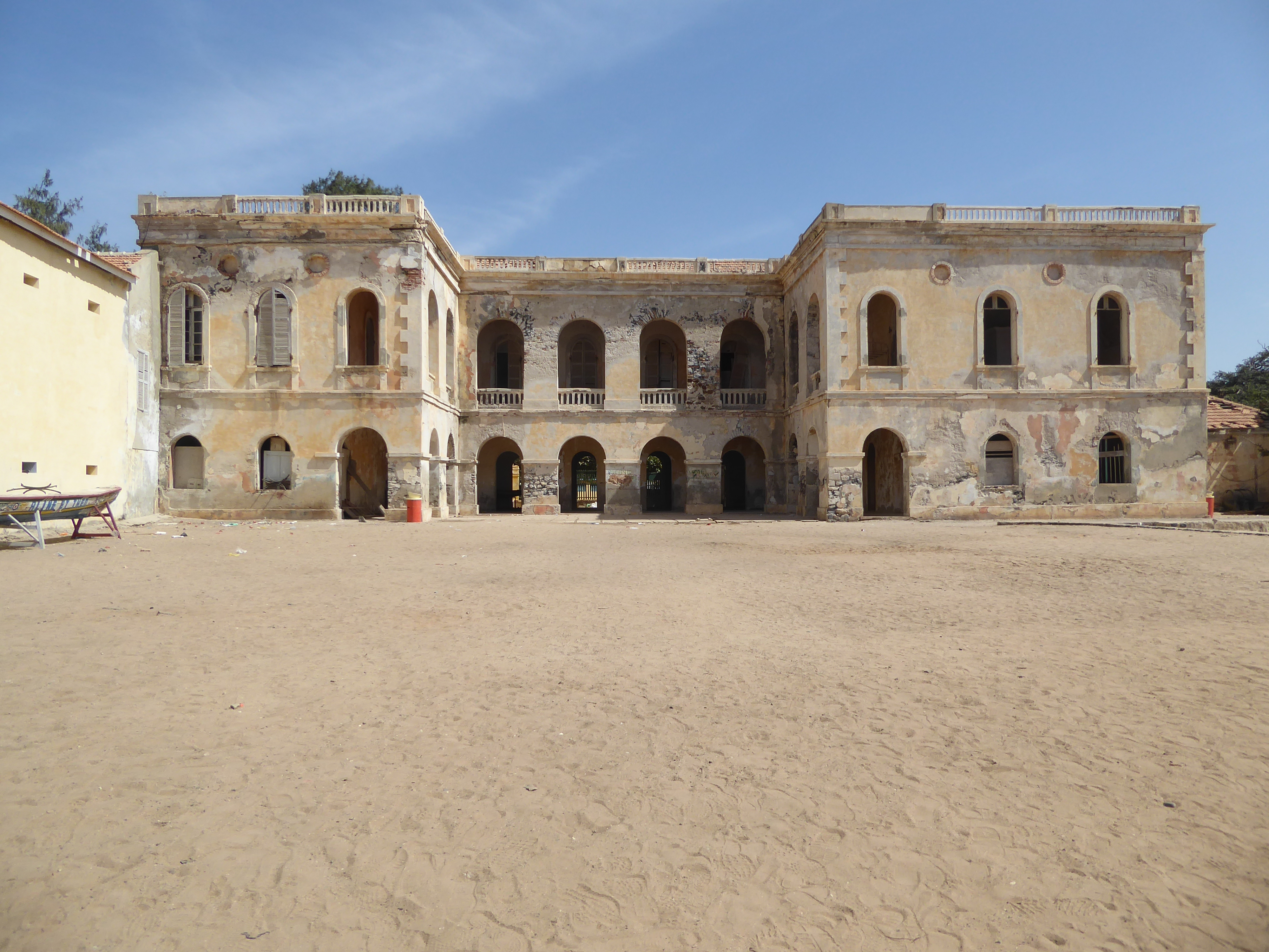 The back of the building looks toward Dakar.