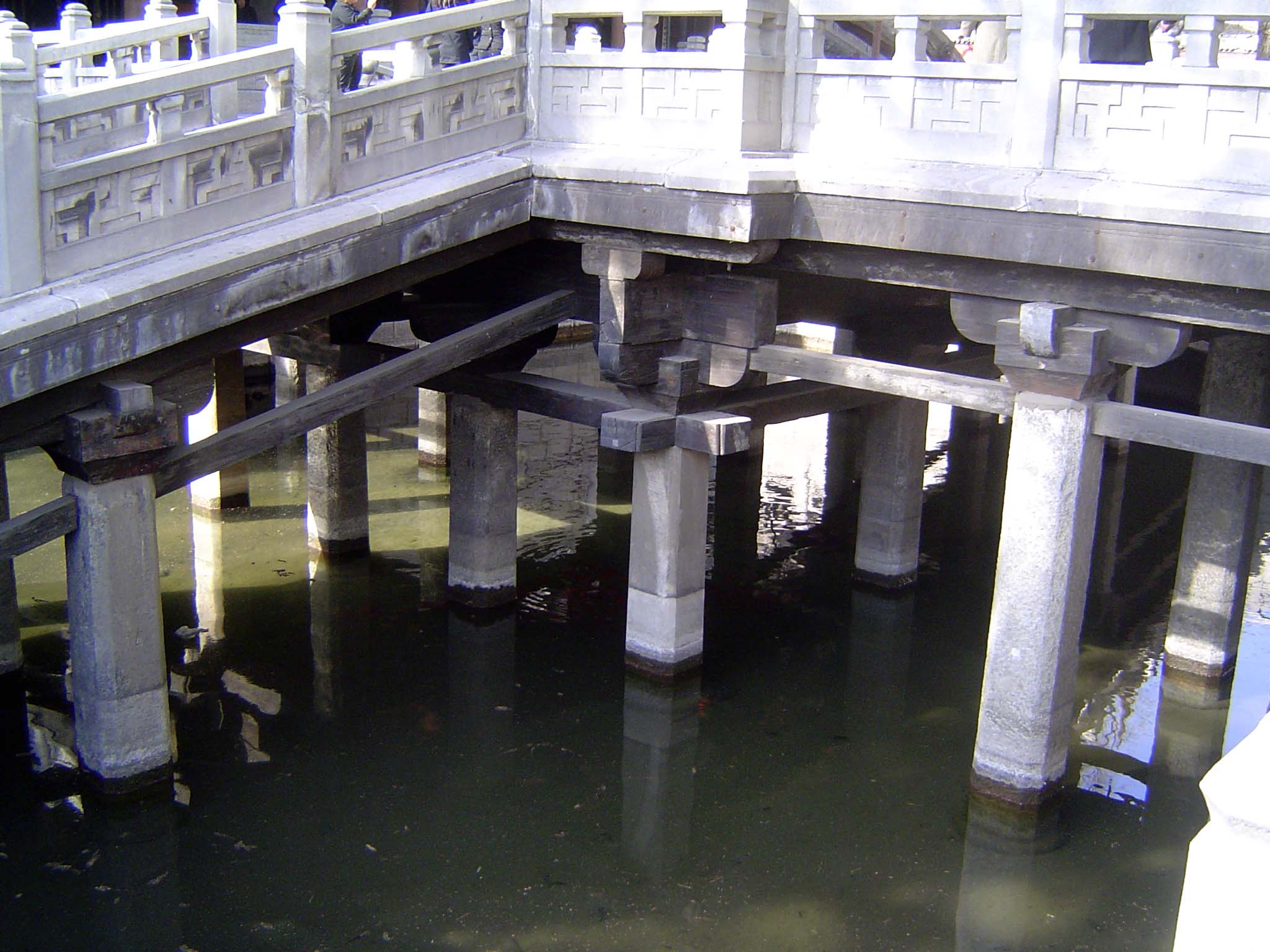 Two of the original three springs are still plainly visible. Not so with the central spring, under the pool crossed by the Spirit or Flying
