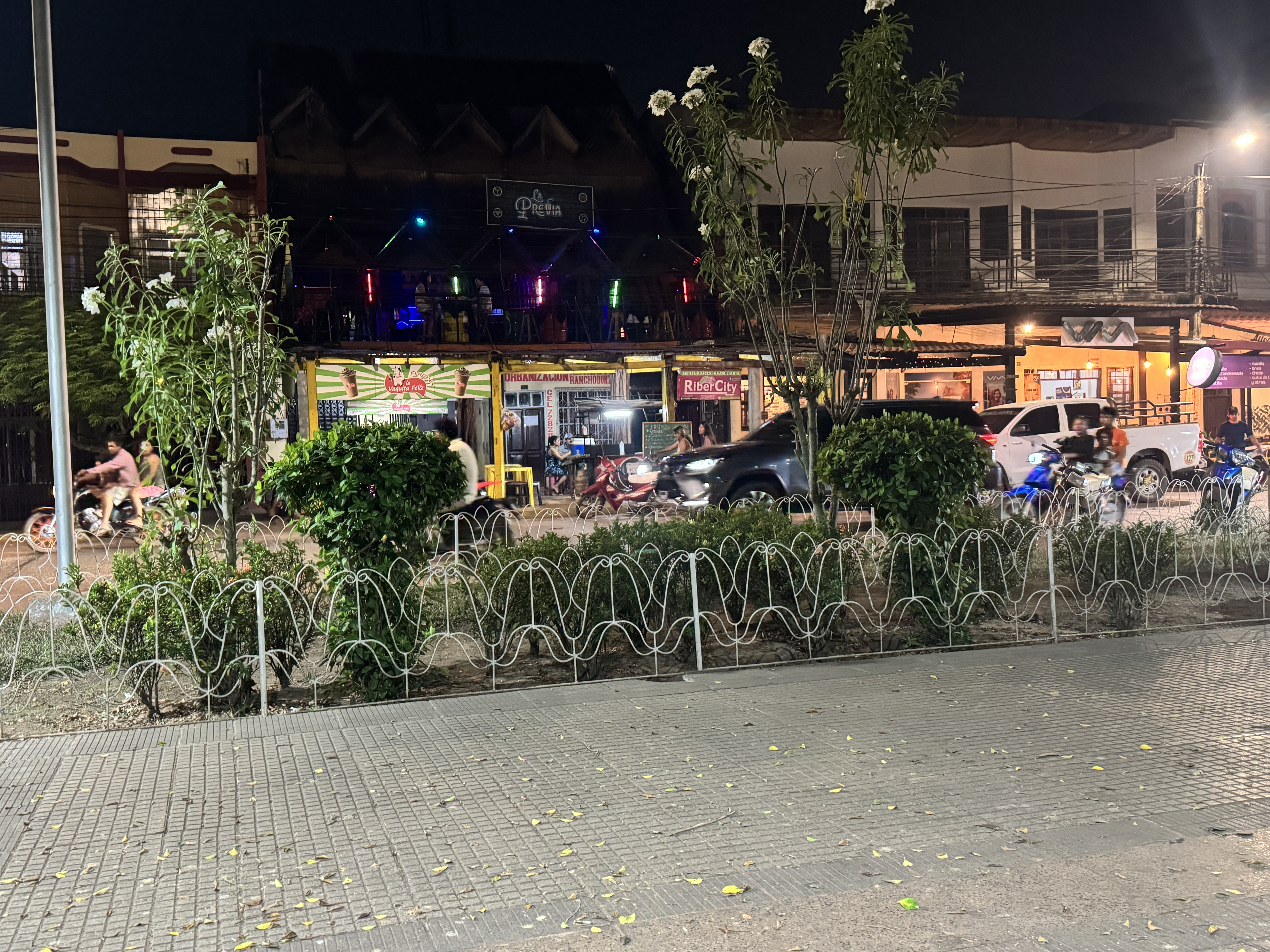 Night time drew out the teenagers, too, roaring around the plaza on motorcycles.