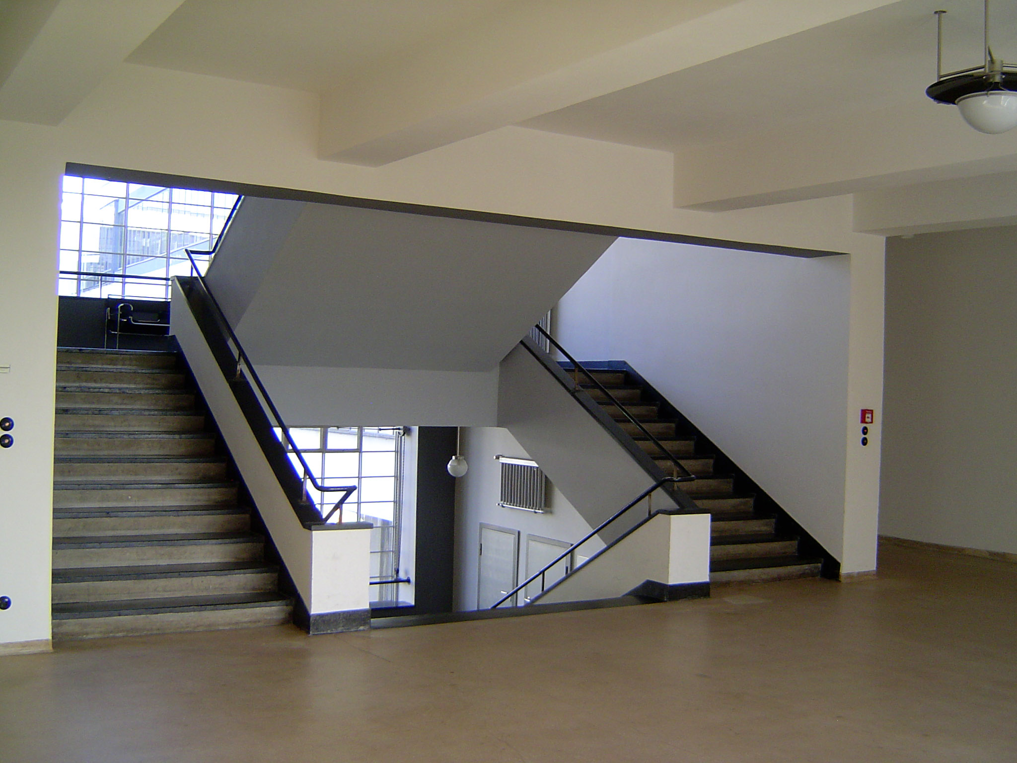 The staircase at the south end of the higher bridge was designed to foster conversation.