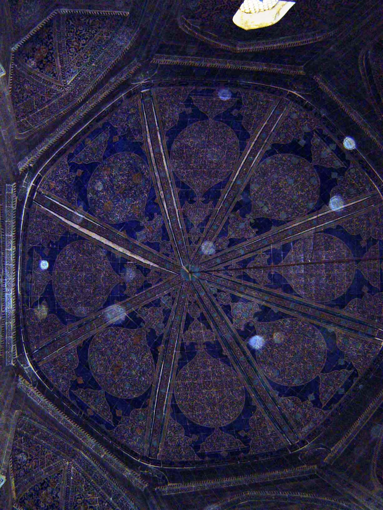 The interior of the cupola. The tilework is by the same Abdullah Djinn who decorated the Tash Hauli.