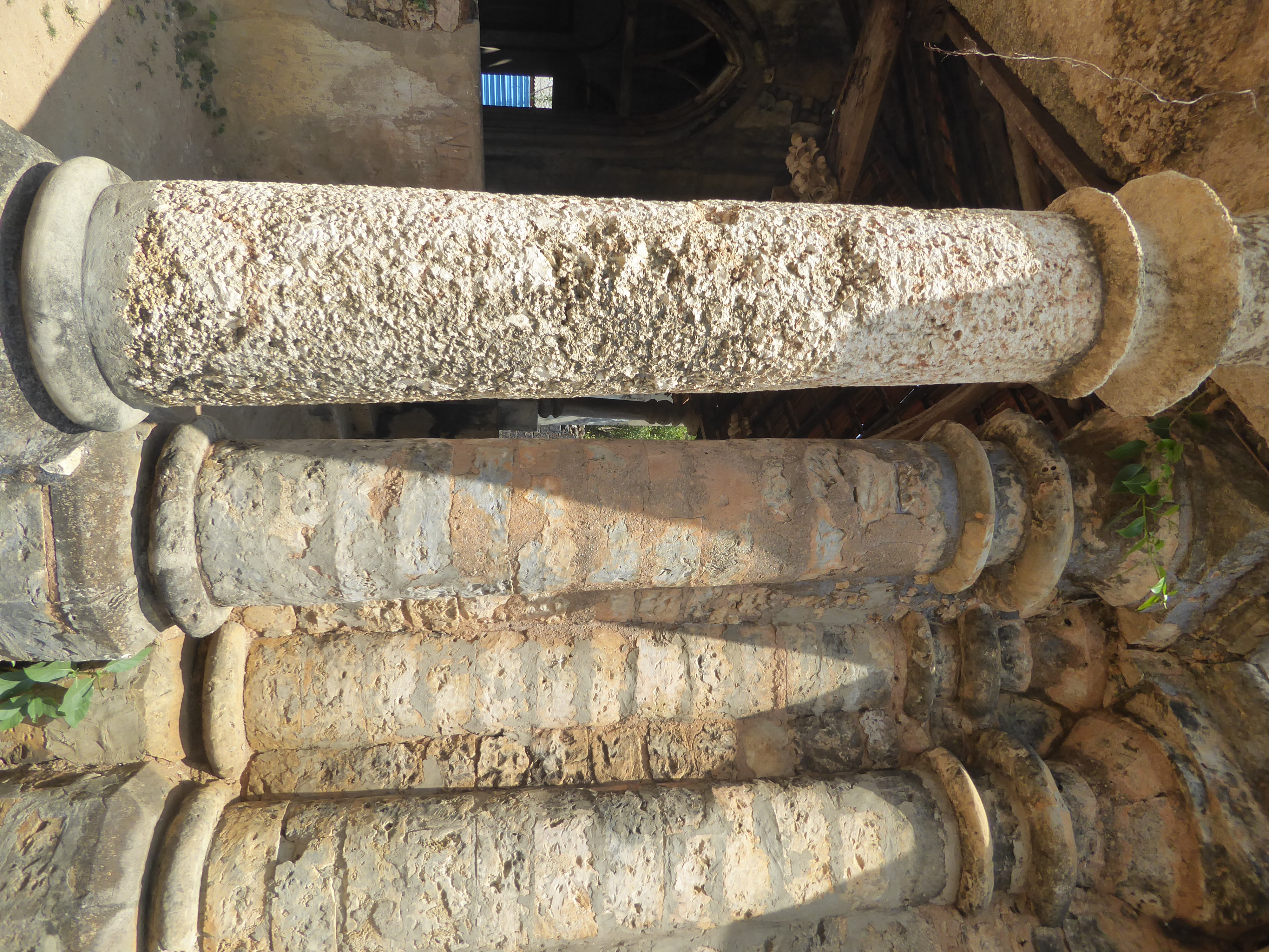 Patched-up coral columns.
