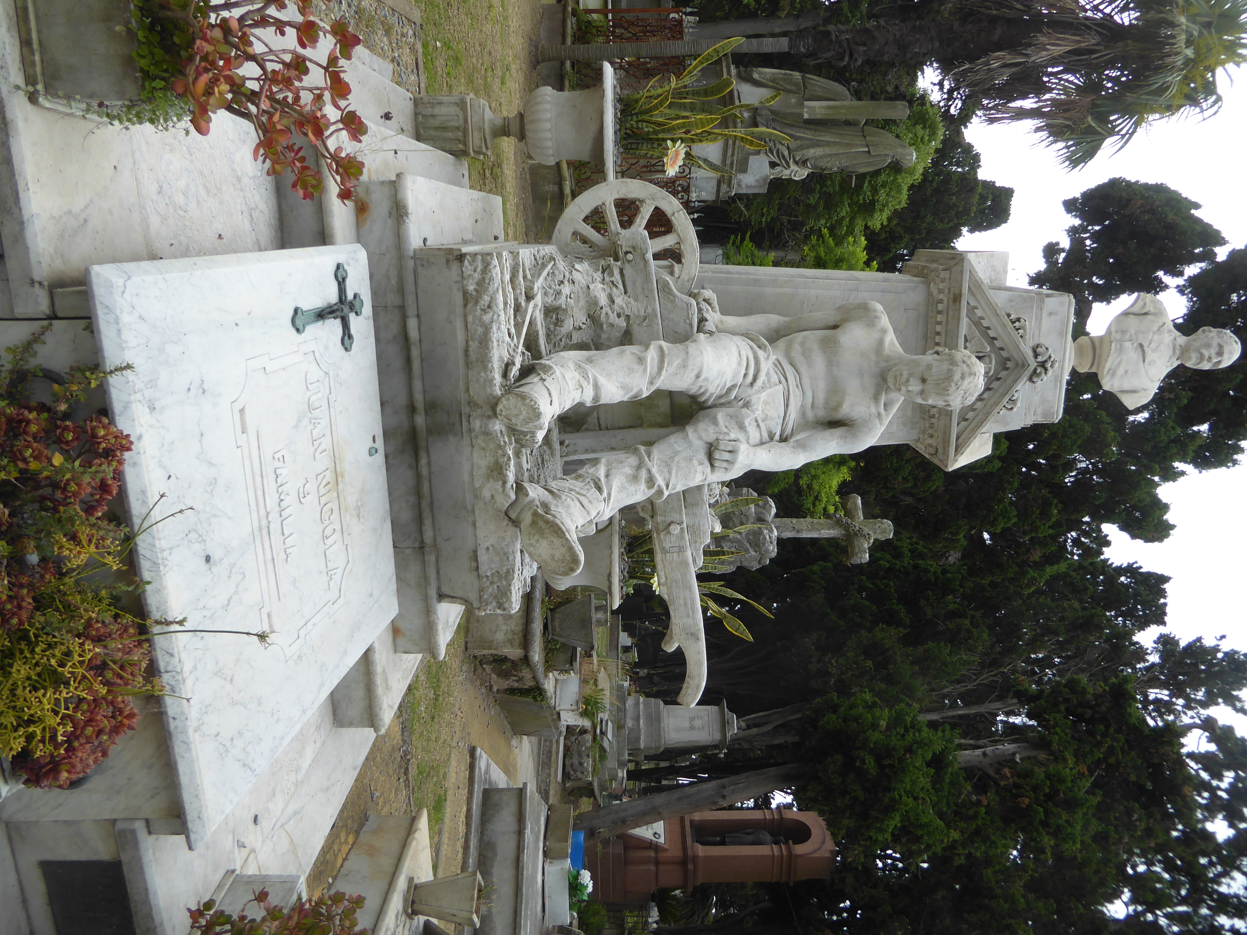 This monument of a miner was sculpted by Enrico Butti 1847-1932, a Milanese who executed a similar figure for a grave in Dusseldorf. Did Jua