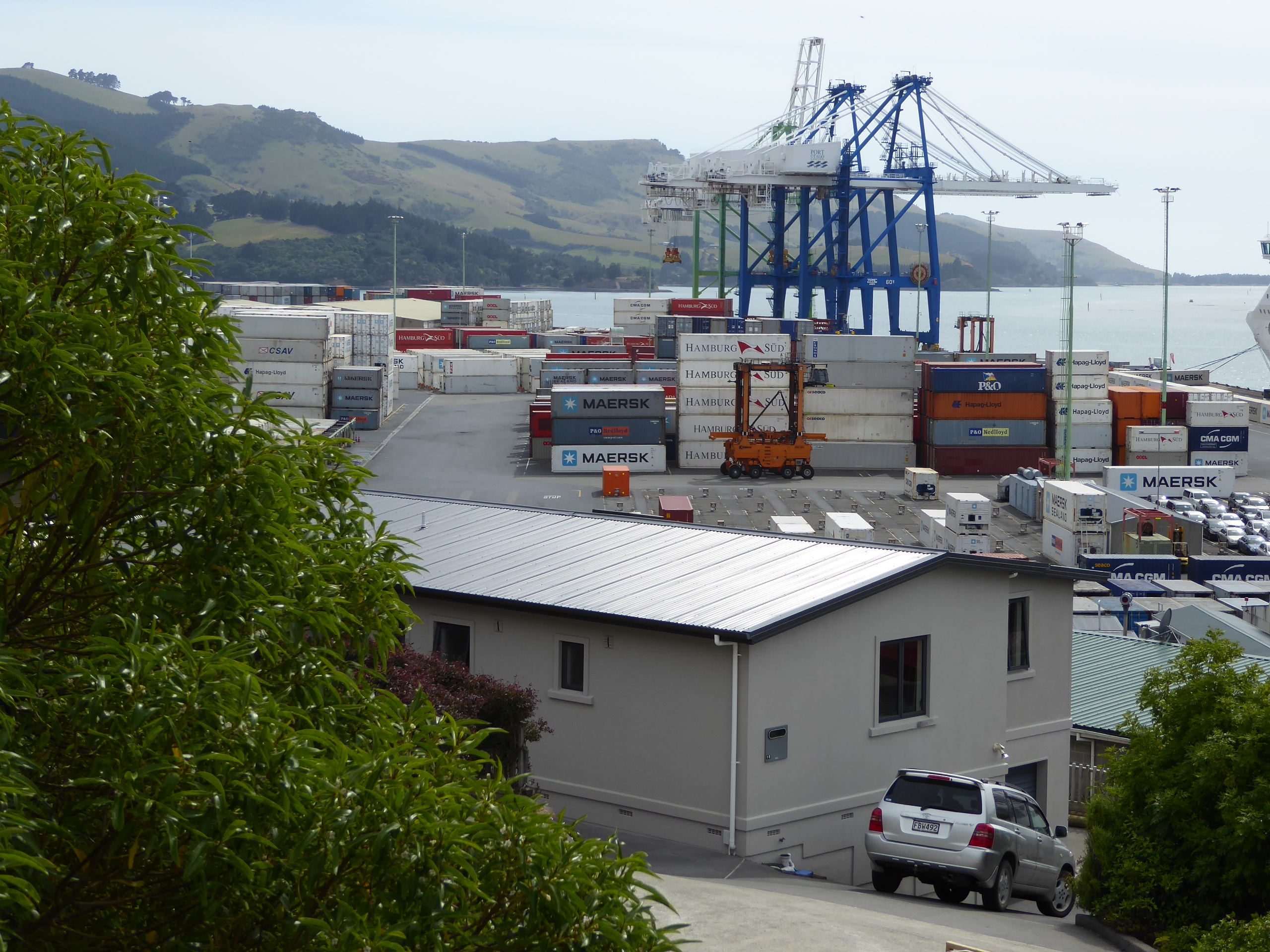 A closer view of the container terminal; it's operated by Port Otago, Ltd.
