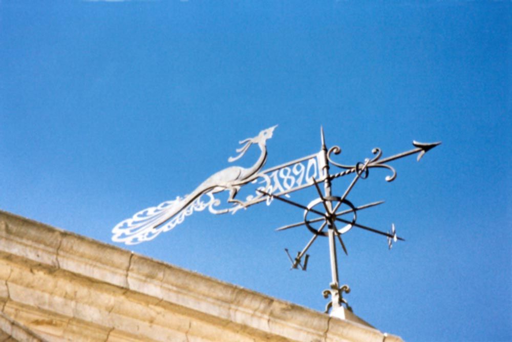Flanking Jaffa Road, a vane stands atop one of the buildings of the Russian Compound. Built to accommodate the droves of Orthodox pilgrims w