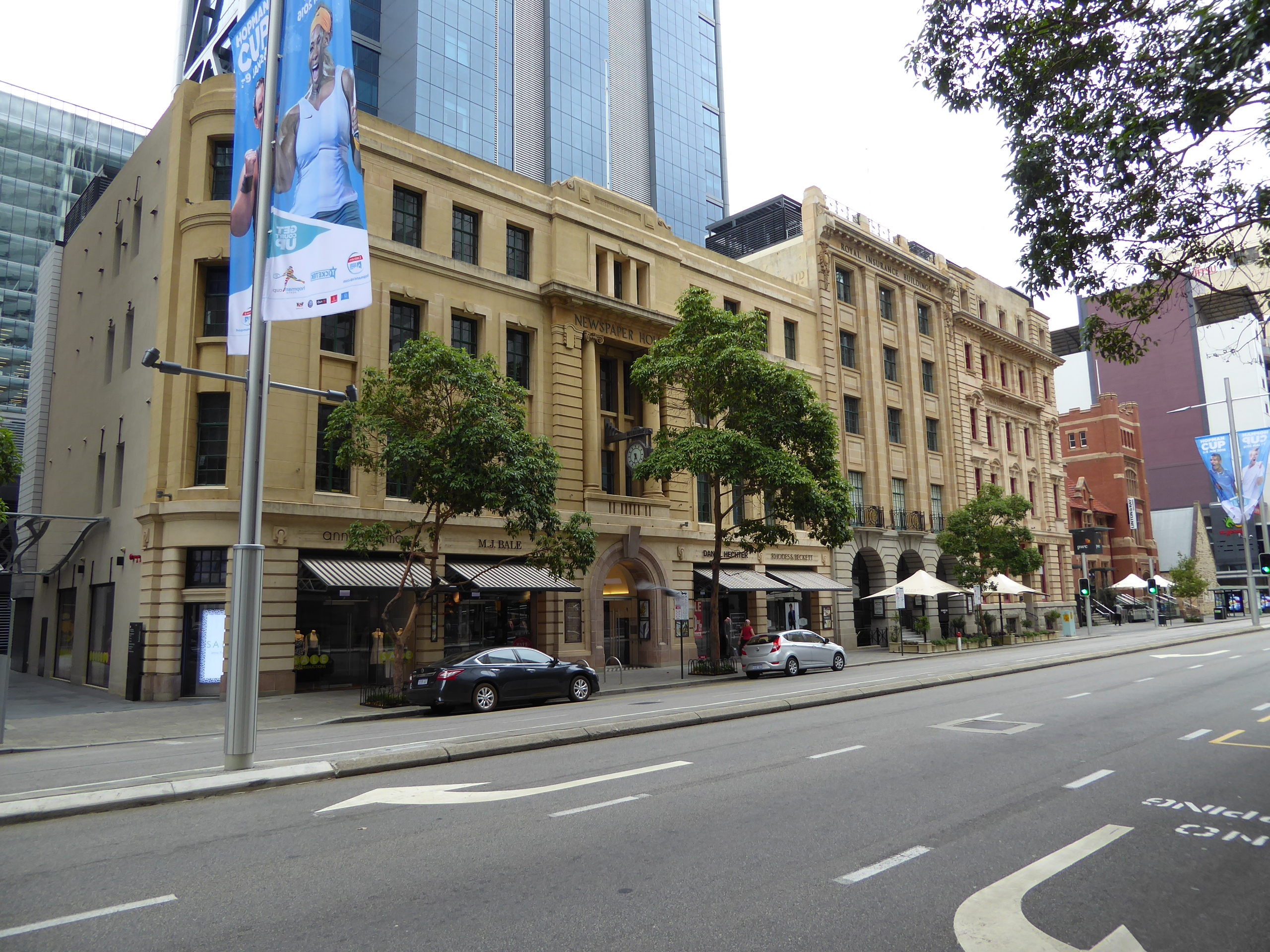 Here's another. That's the erstwhile Newspaper House on the left. It was the home of The West Australian, but now it's the facade of BHP's B