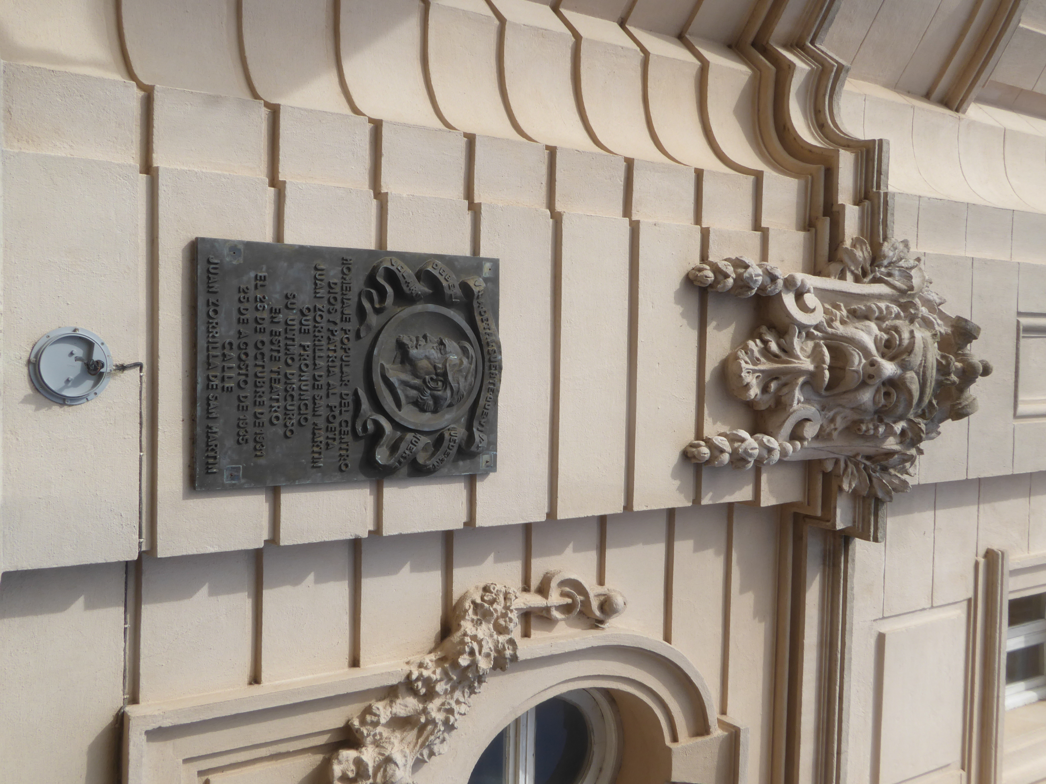 Eek! Tragedy overlooks Joan Zorillos de San Martin, the national poet of Uruguay, who recited here in 1925.