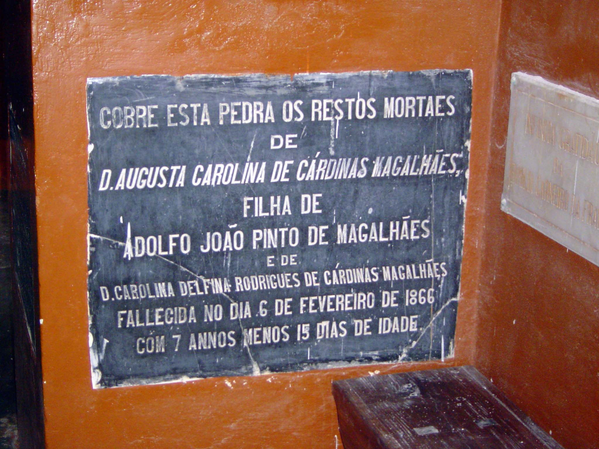 Monument to a child dying of fever in 1866, 15 days short of her seventh birthday.