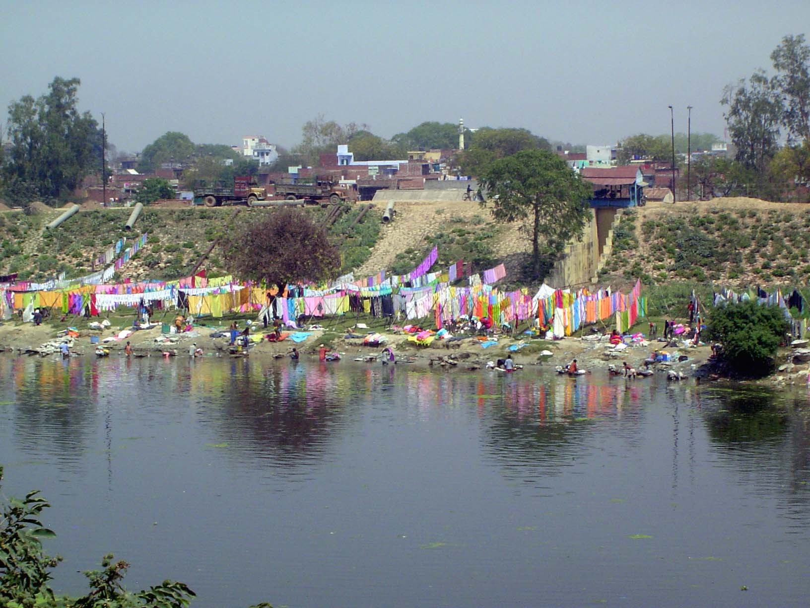 The river below is used as a laundry.