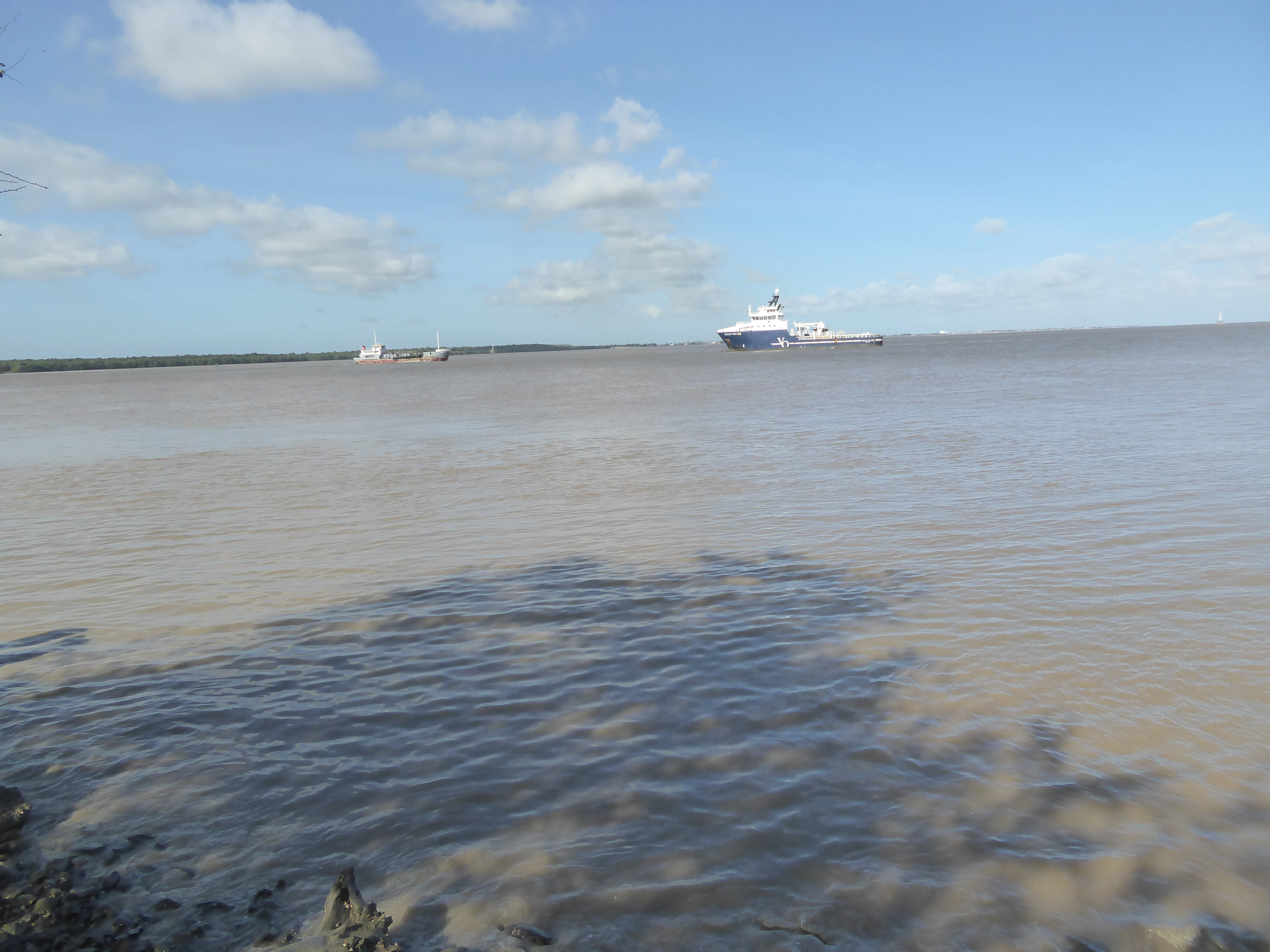 And here is the mouth of the Essequibo's much smaller neighbor, the Demerara. We're in Georgetown, on the river's eastern bank. Mighty wide