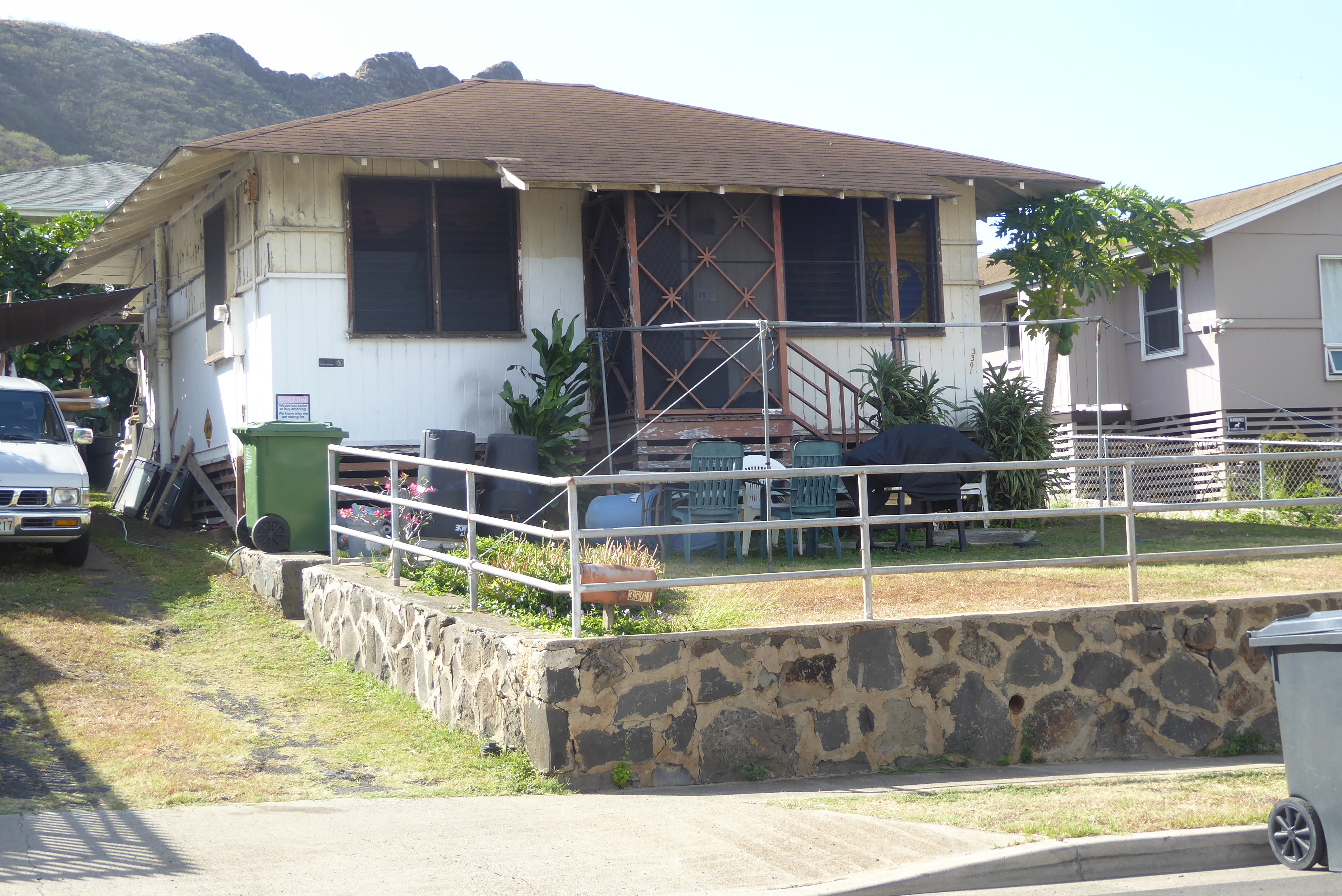 We're in Kapaluha, just on the other side of the Ala Wai canal. Nothing five star here, but location, location, location. Figure on a millio