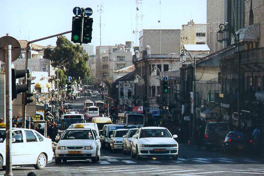 Jaffa Road traffic, any day except Saturday.
