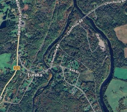And now to Eureka.  The river on the right is the East River, and the one on the left is its West Branch.  I find the name "West Branch of t